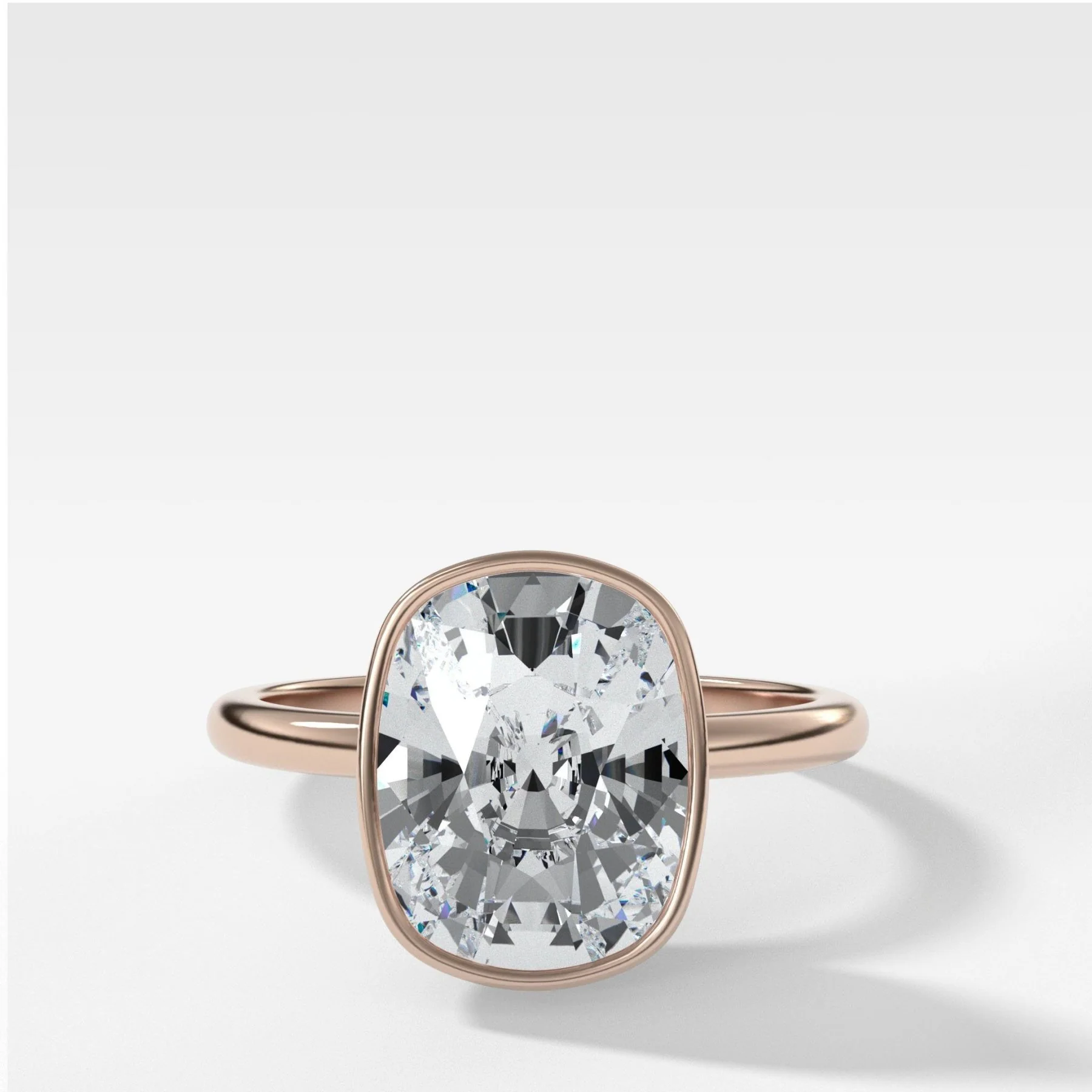 Penumbra Bezel Set Engagement Ring With Elongated Cushion Cut - Image 7