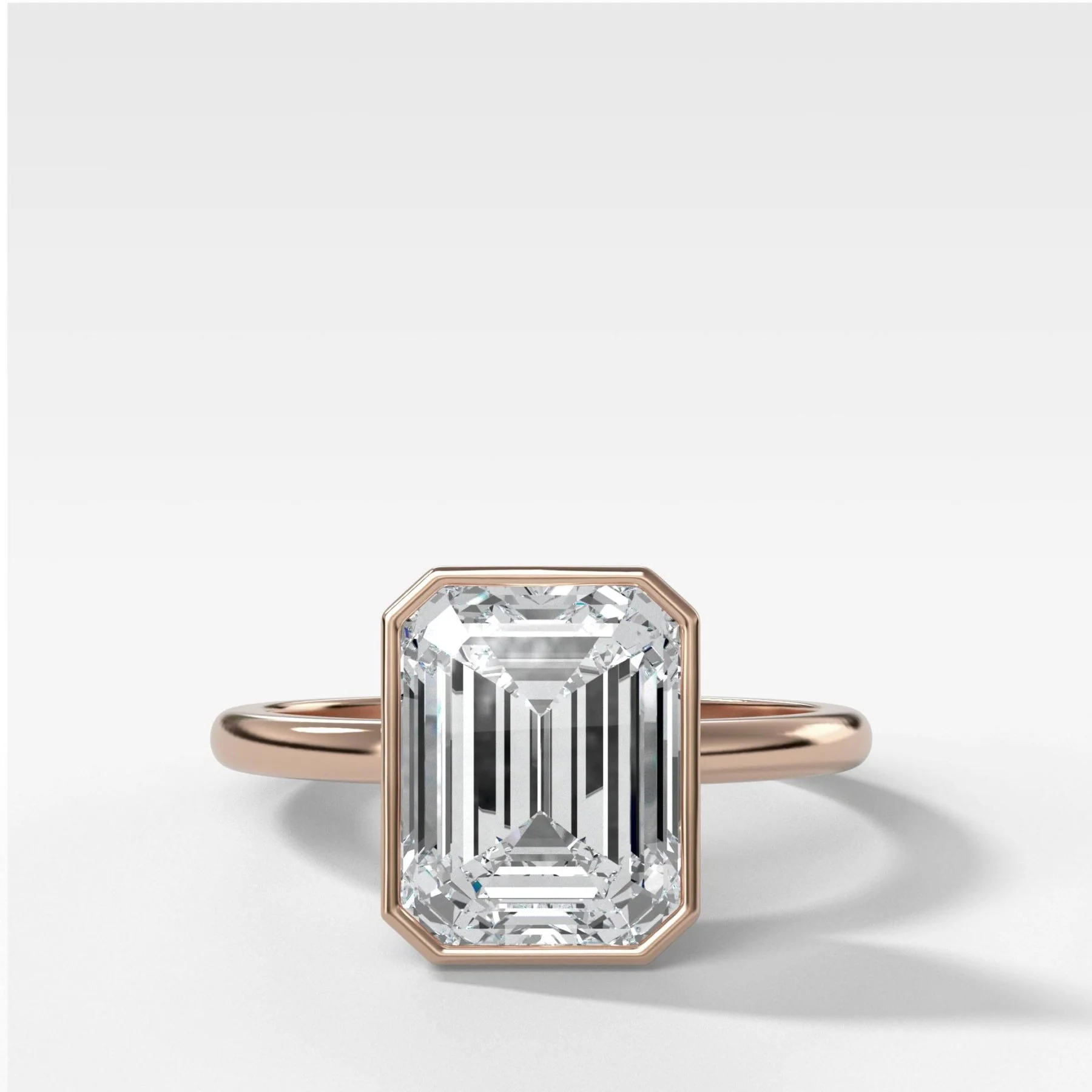 Penumbra Bezel Set Engagement Ring With Emerald Cut - Image 6