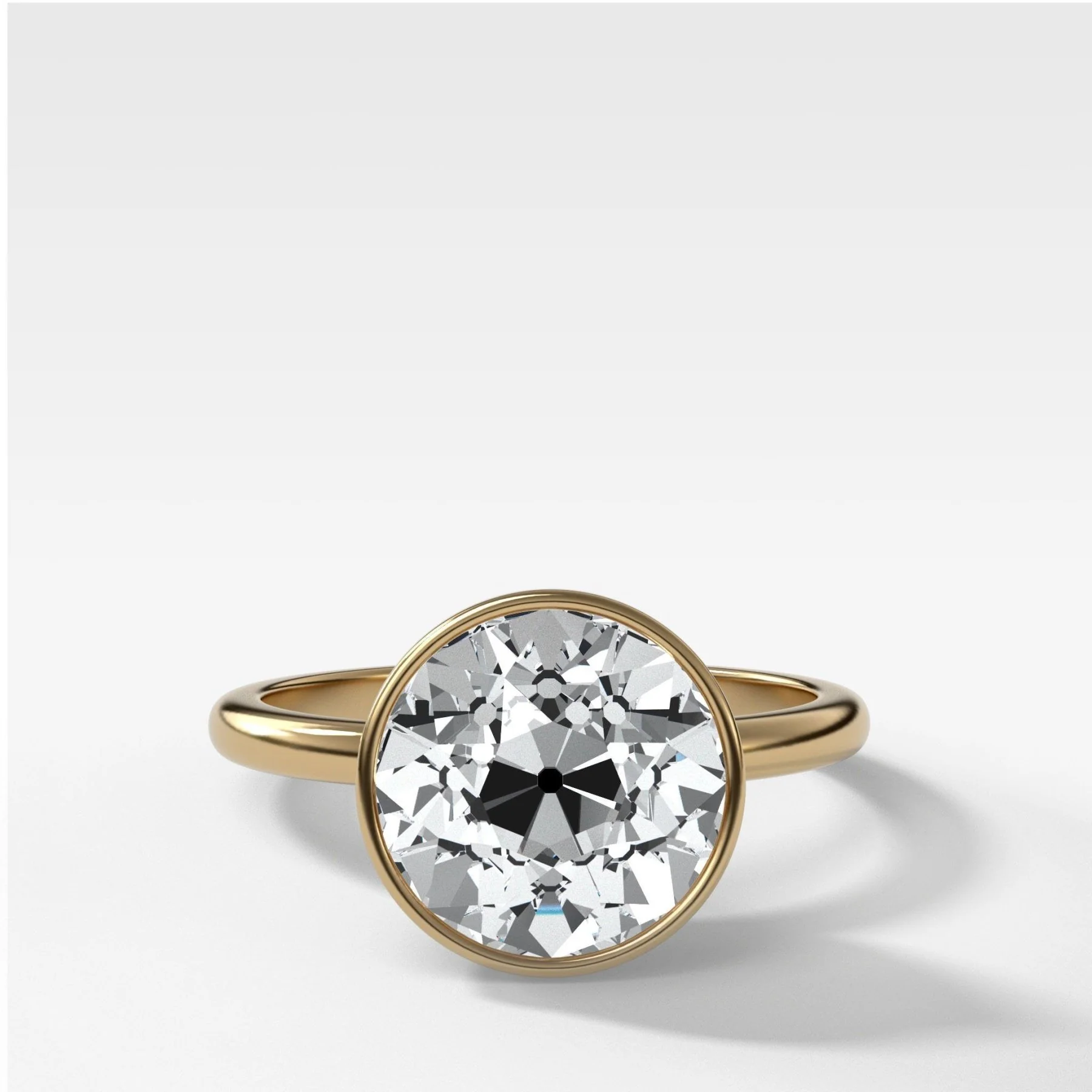 Penumbra Bezel Set Engagement Ring With Old Euro Cut