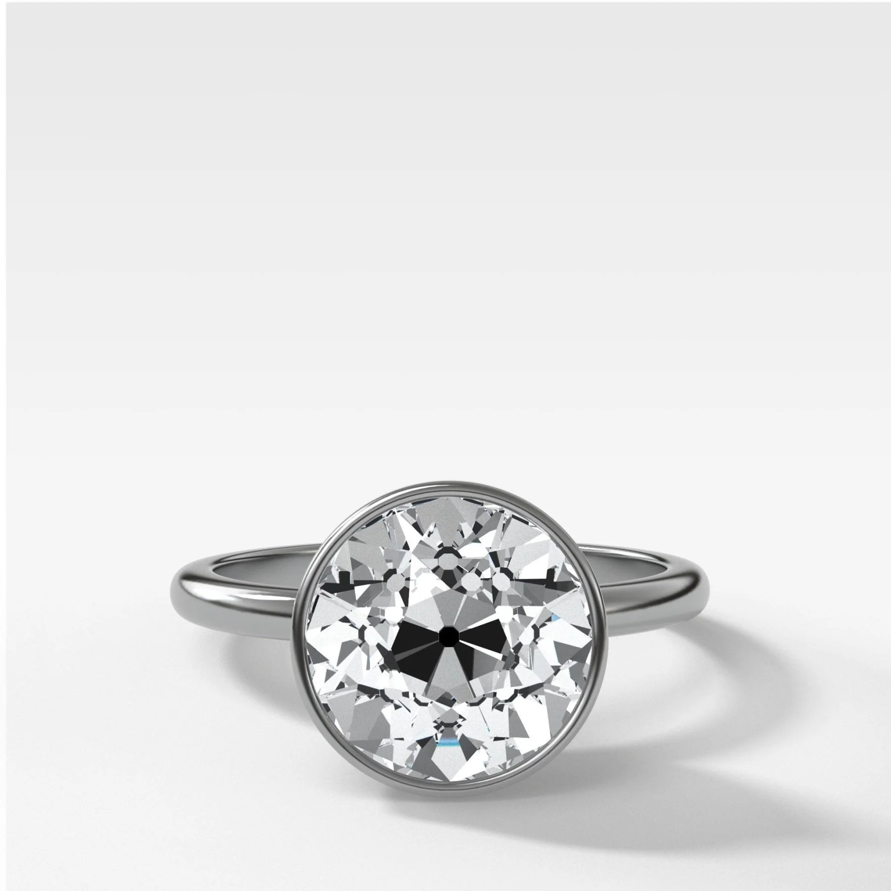 Penumbra Bezel Set Engagement Ring With Old Euro Cut - Image 3