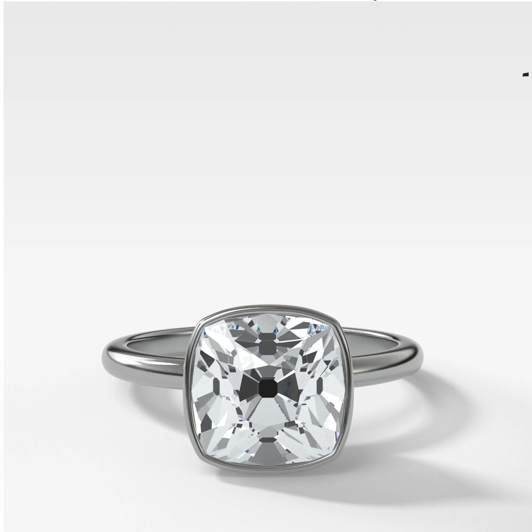 Penumbra Bezel Set Engagement Ring With Old Mine Cut - Image 3