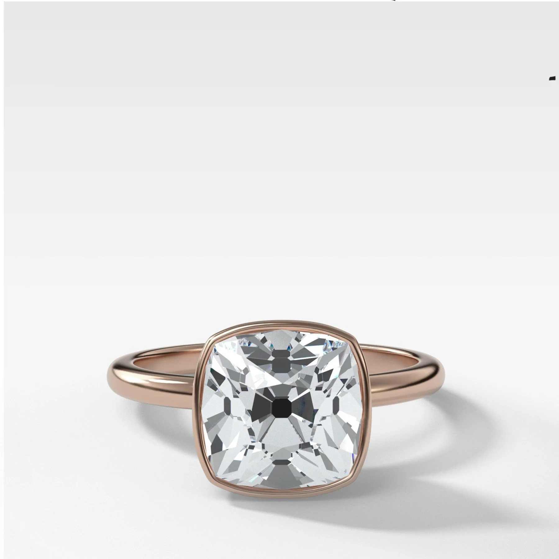 Penumbra Bezel Set Engagement Ring With Old Mine Cut - Image 4