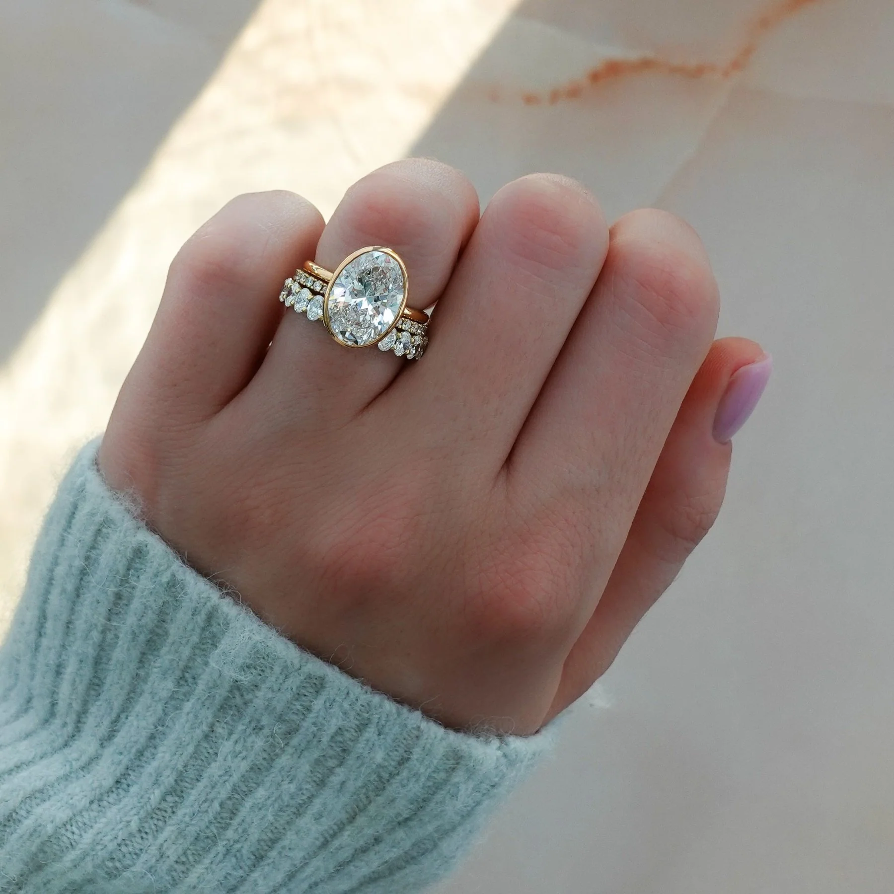 Penumbra Bezel Set Engagement Ring With Oval Cut - Image 6