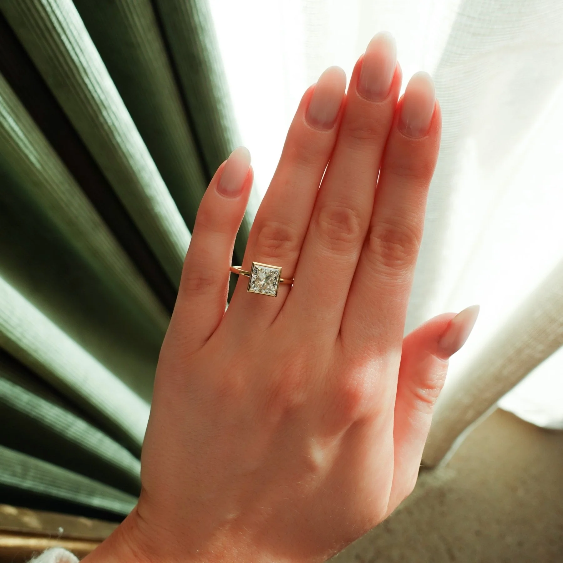 Penumbra Bezel Set Engagement Ring With Princess Cut - Image 3
