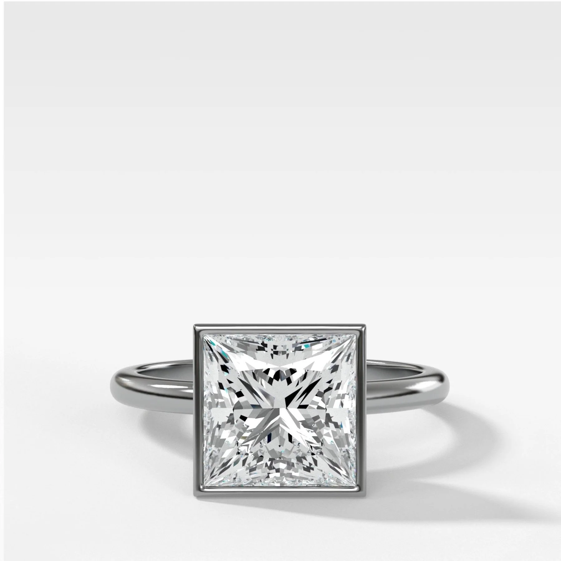 Penumbra Bezel Set Engagement Ring With Princess Cut - Image 4