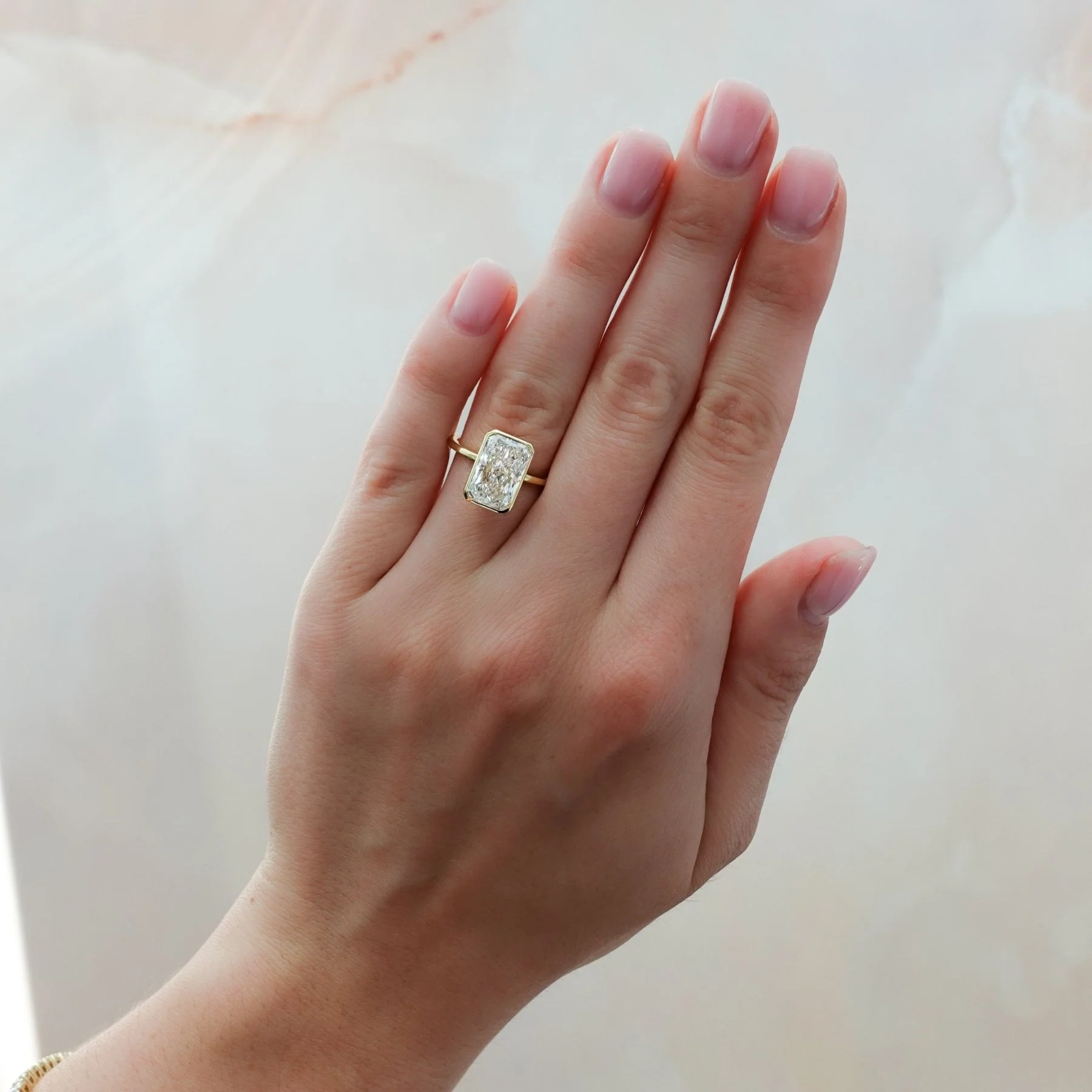 Penumbra Bezel Set Engagement Ring With Elongated Radiant Cut - Image 3