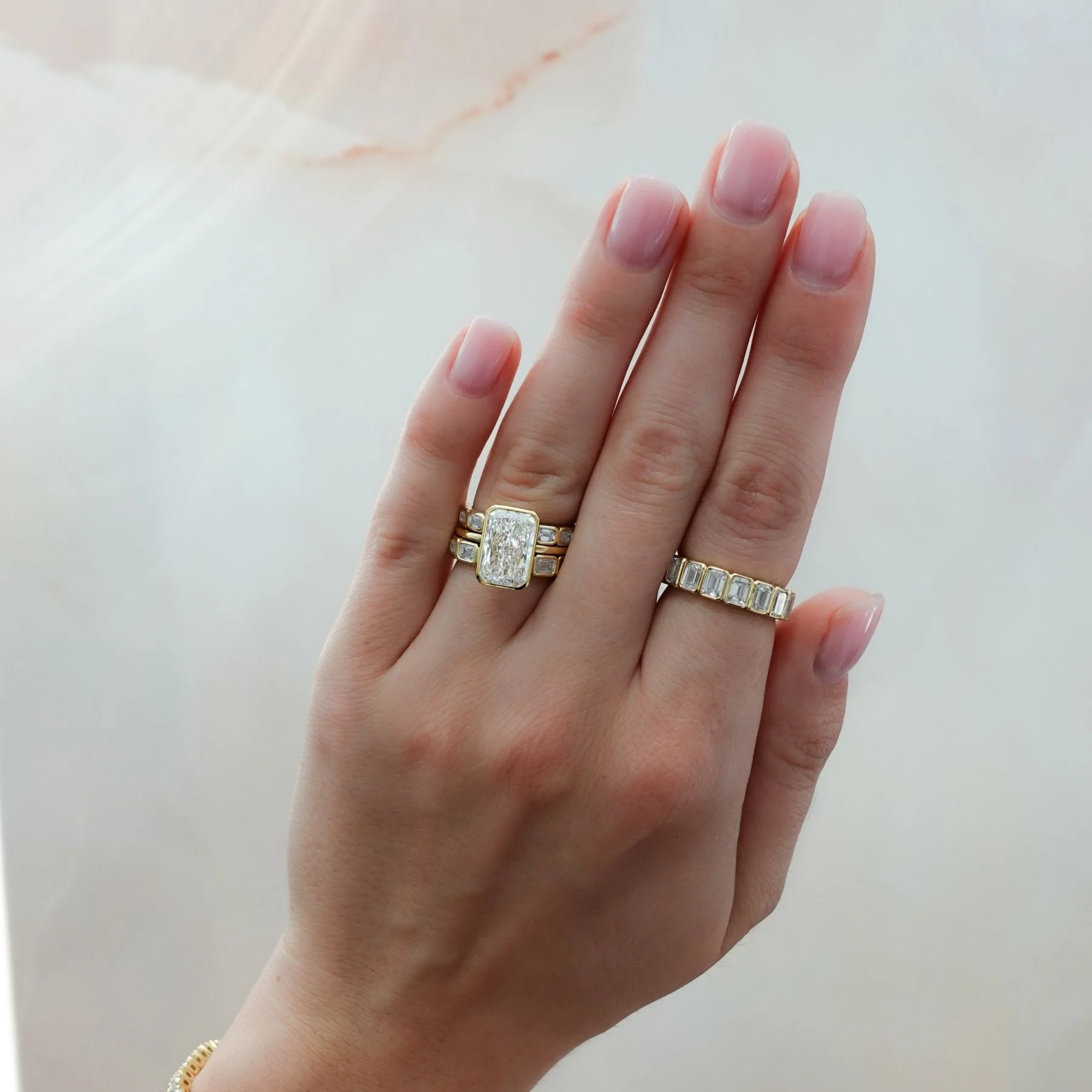 Penumbra Bezel Set Engagement Ring With Elongated Radiant Cut - Image 7