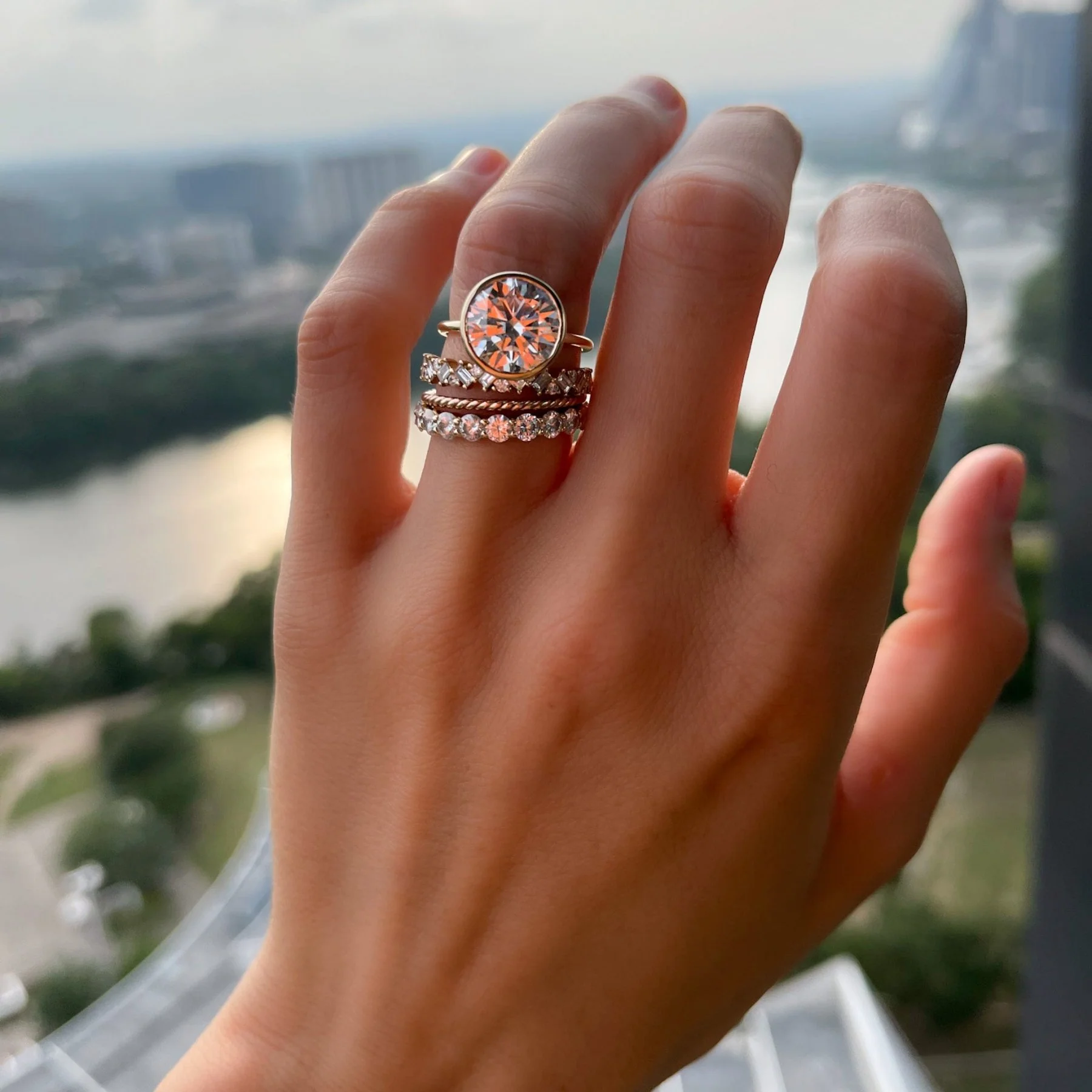 Penumbra Bezel Set Engagement Ring With Round Cut - Image 8