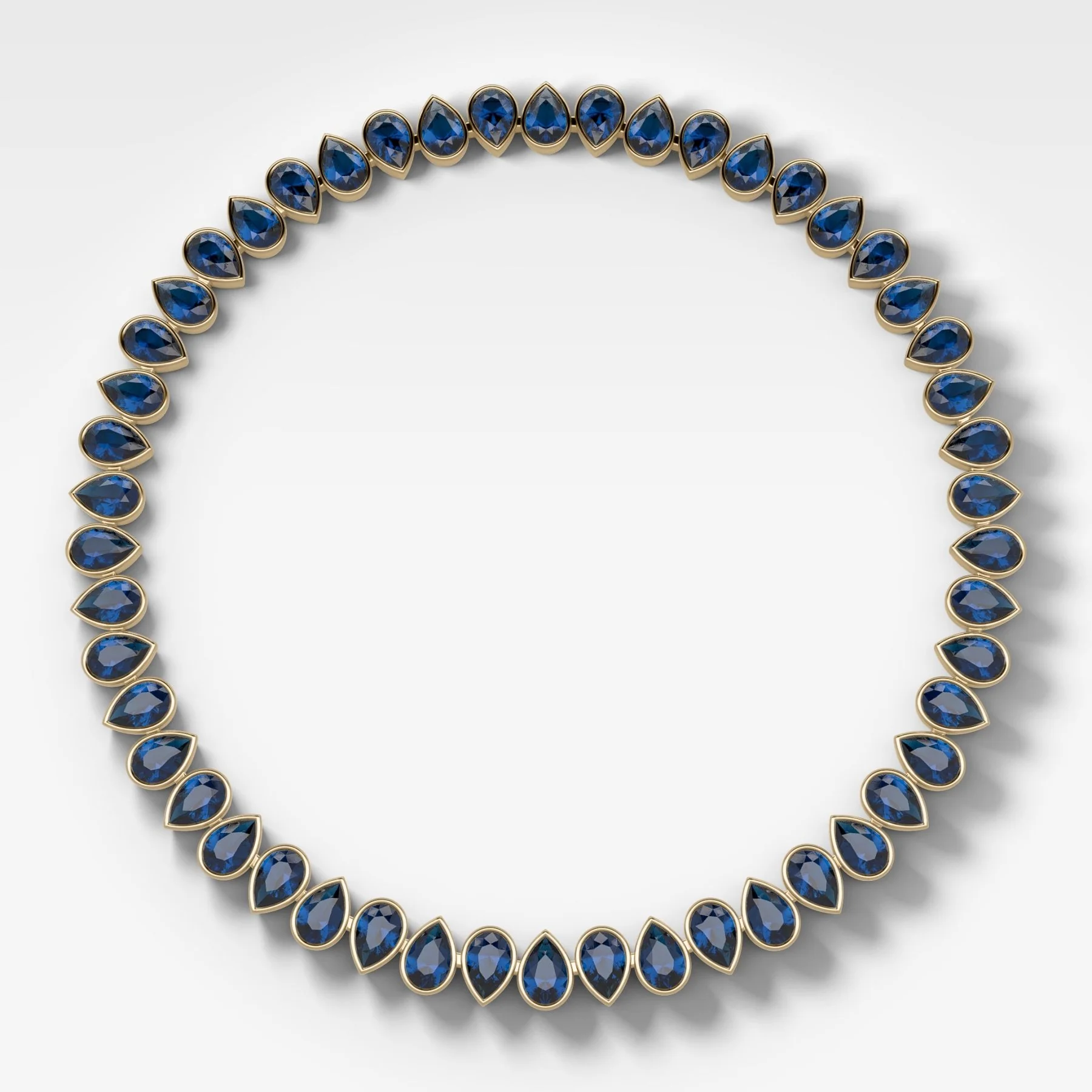Bezel Set Blue Sapphire Pear Diamond Choker Necklace - Image 2
