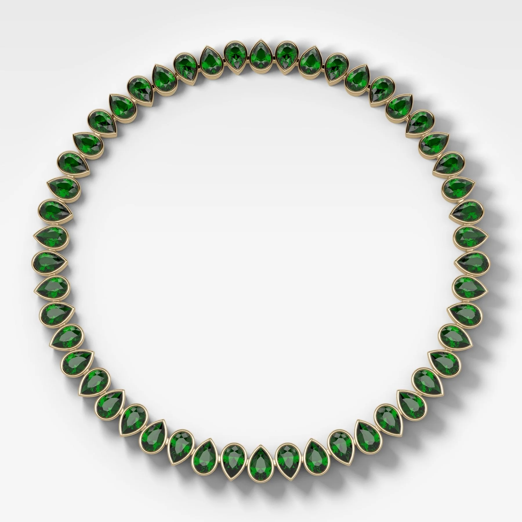 Bezel Set Emerald Pear Diamond Choker Necklace - Image 2