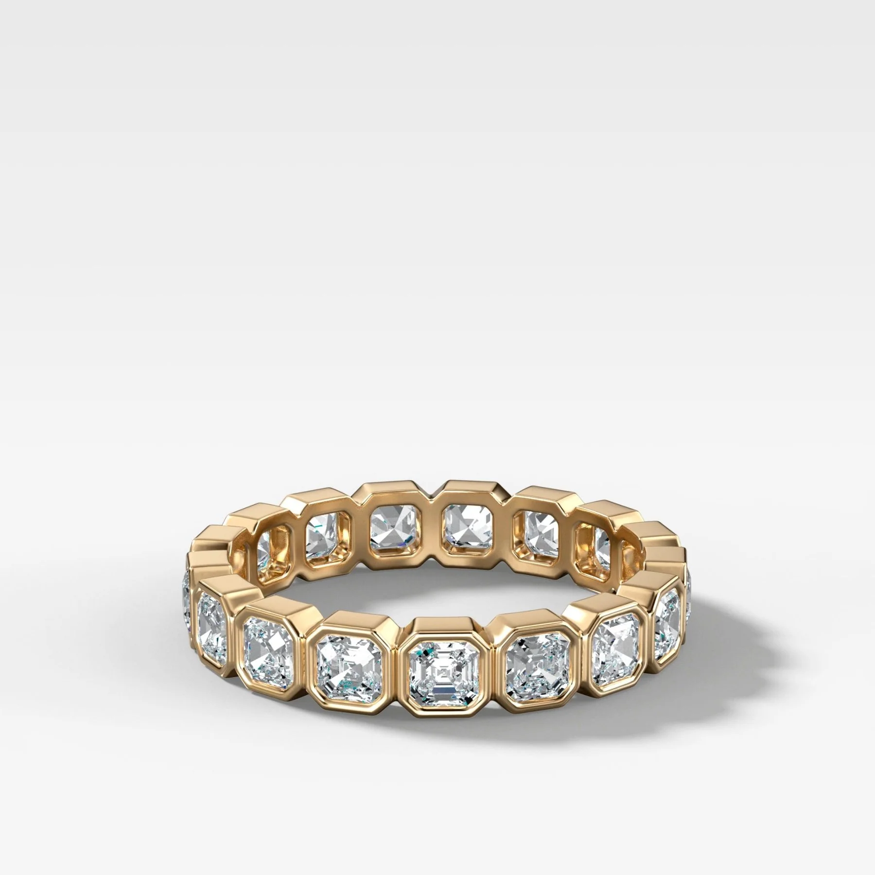 Baby Bezel Set Eternity Band With Asscher Cuts