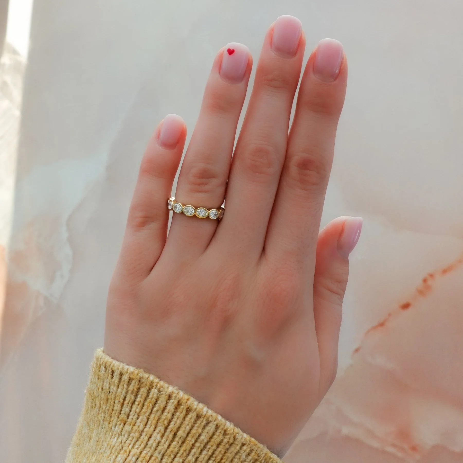 Midi Bezel Set Eternity Band With East West Oval Cuts - Image 2