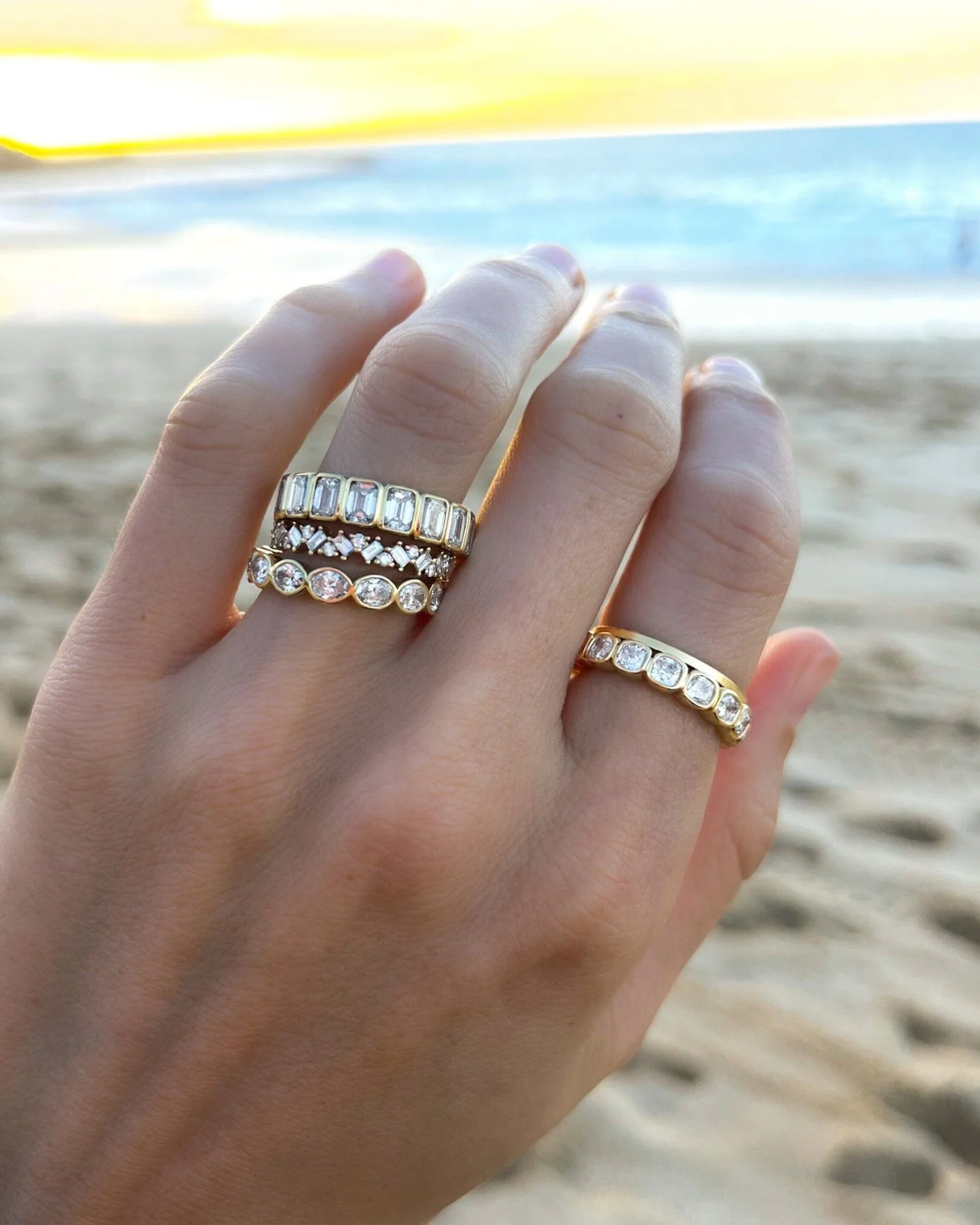 Midi Bezel Set Eternity Band With East West Oval Cuts - Image 3