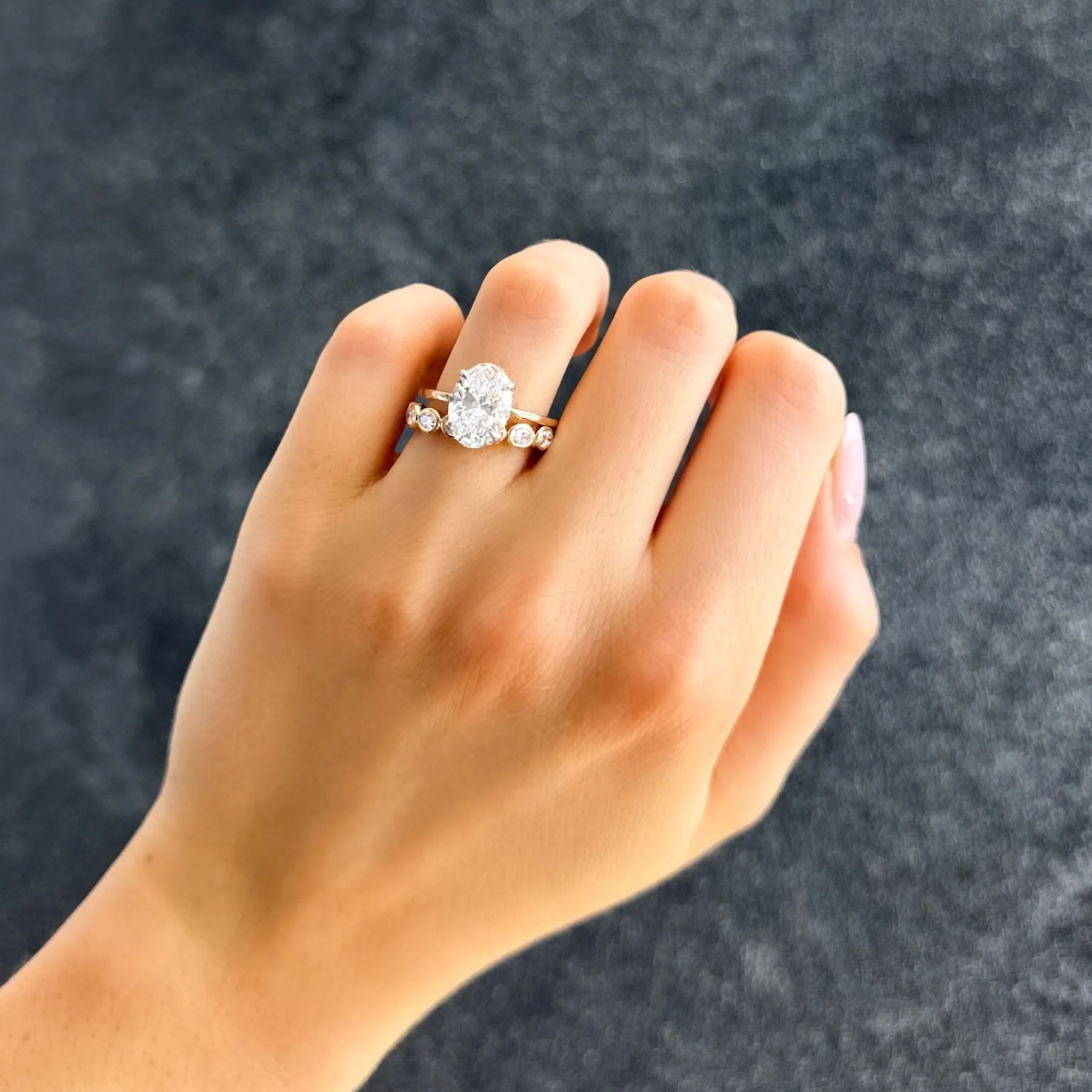 Baby Bezel Set Eternity Band With East West Oval Cuts - Image 6