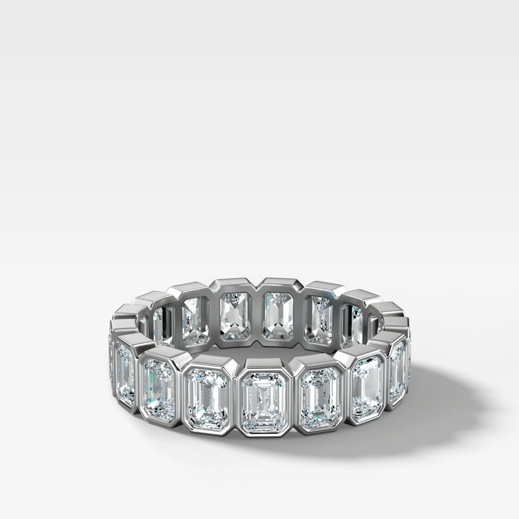 Midi Bezel Set Eternity Band With Emerald Cuts - Image 3
