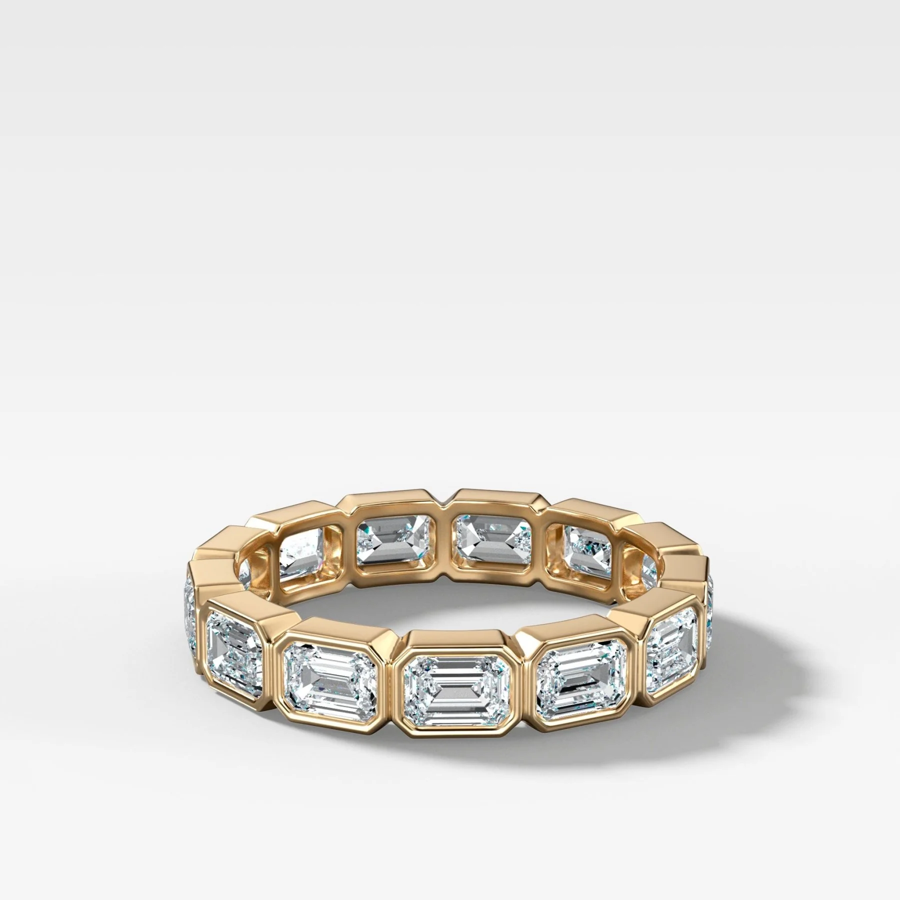 Midi Bezel Set Eternity Band With East West Emerald Cuts