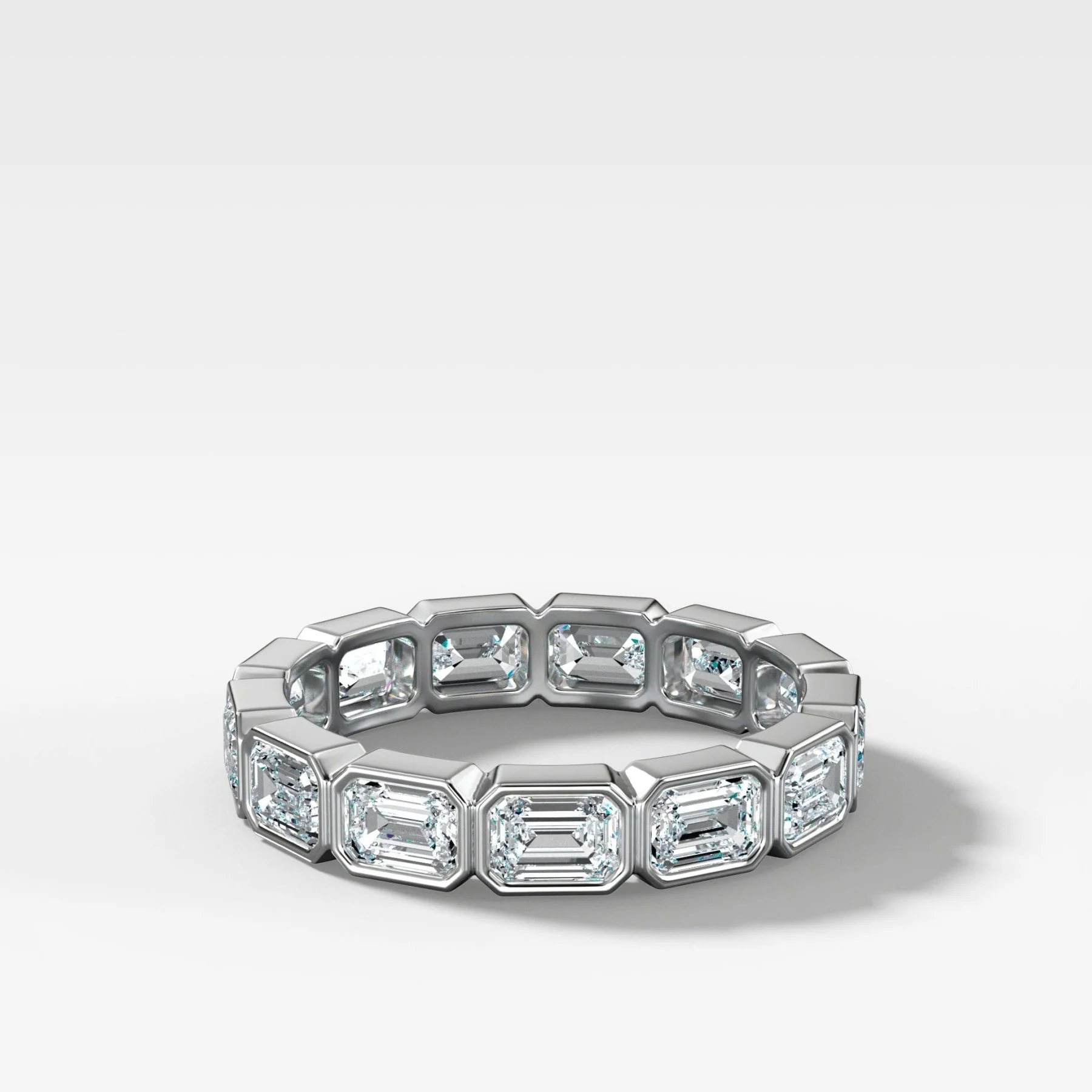 Midi Bezel Set Eternity Band With East West Emerald Cuts - Image 2
