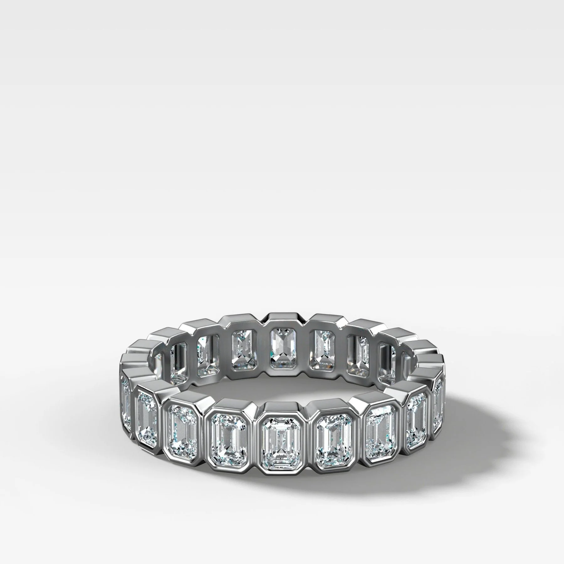 Baby Bezel Set Eternity Band With Emerald Cuts - Image 3