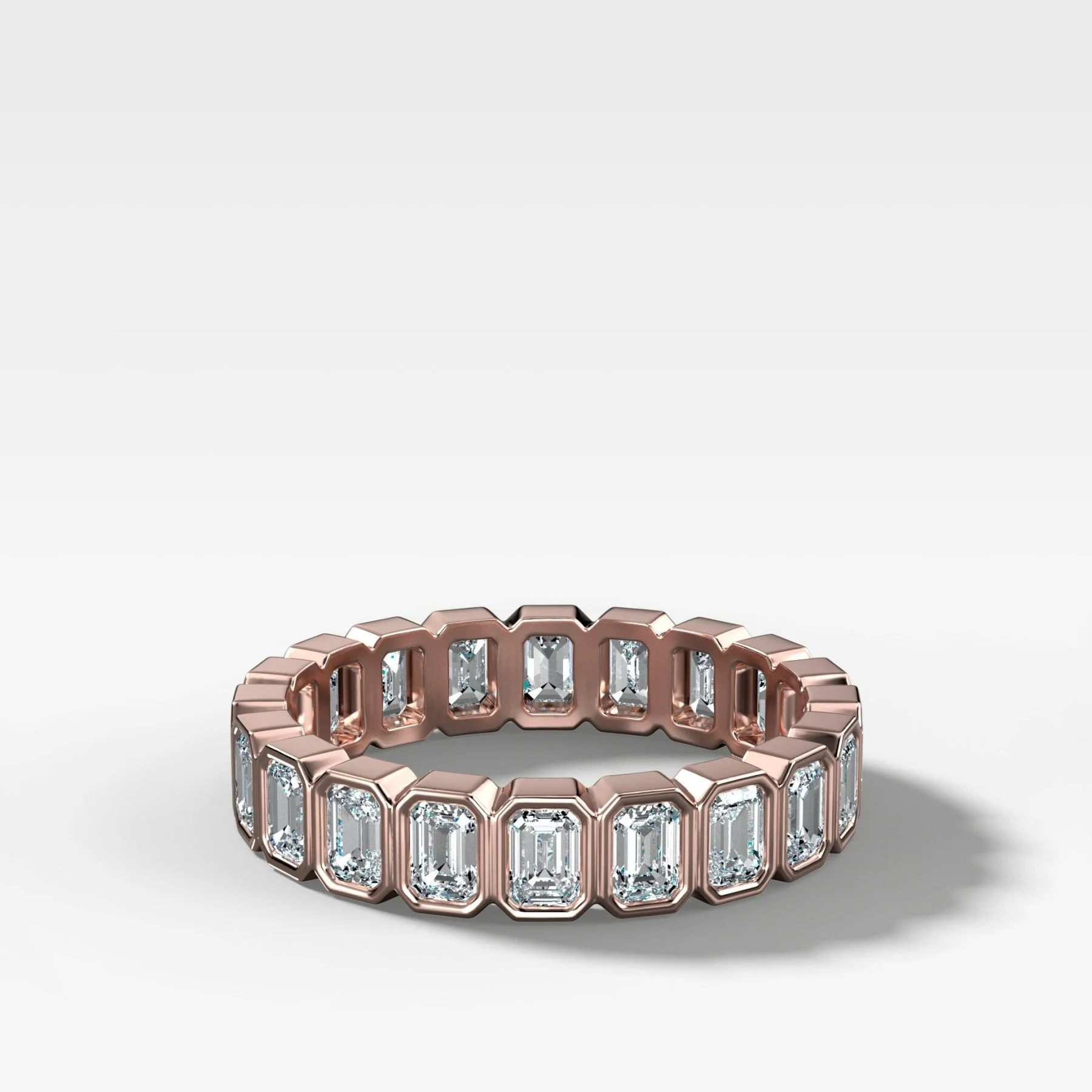 Baby Bezel Set Eternity Band With Emerald Cuts - Image 4