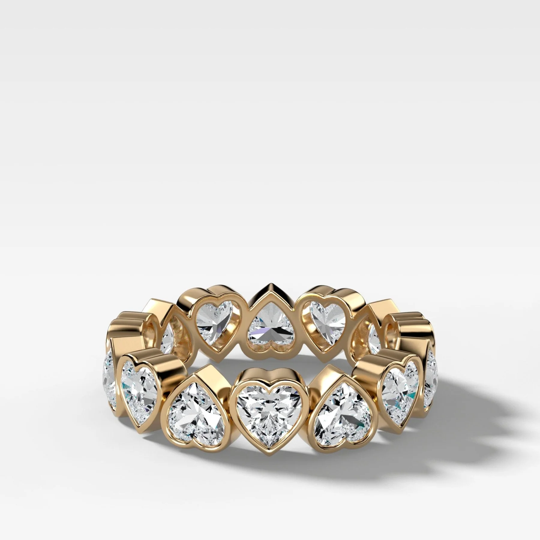 Midi Bezel Set Eternity Band With Heart Cuts
