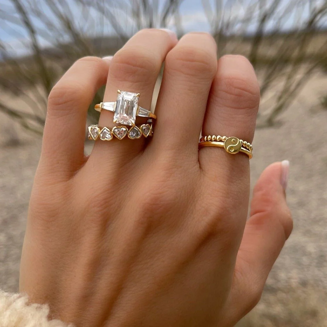 Midi Bezel Set Eternity Band With Heart Cuts - Image 6