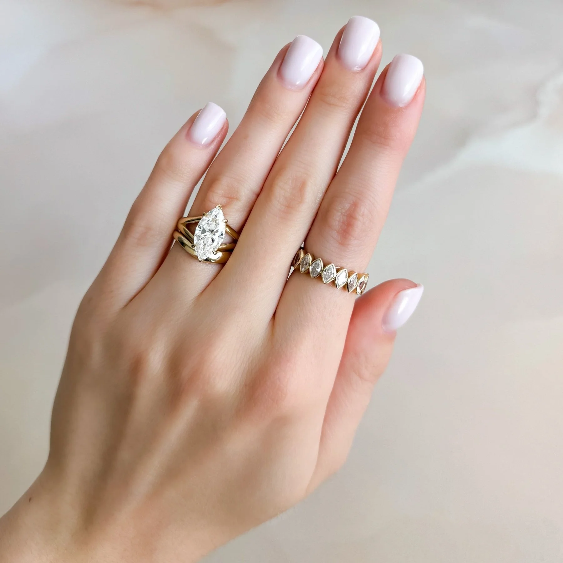 Midi Bezel Set Eternity Band With Marquise Cuts - Image 2