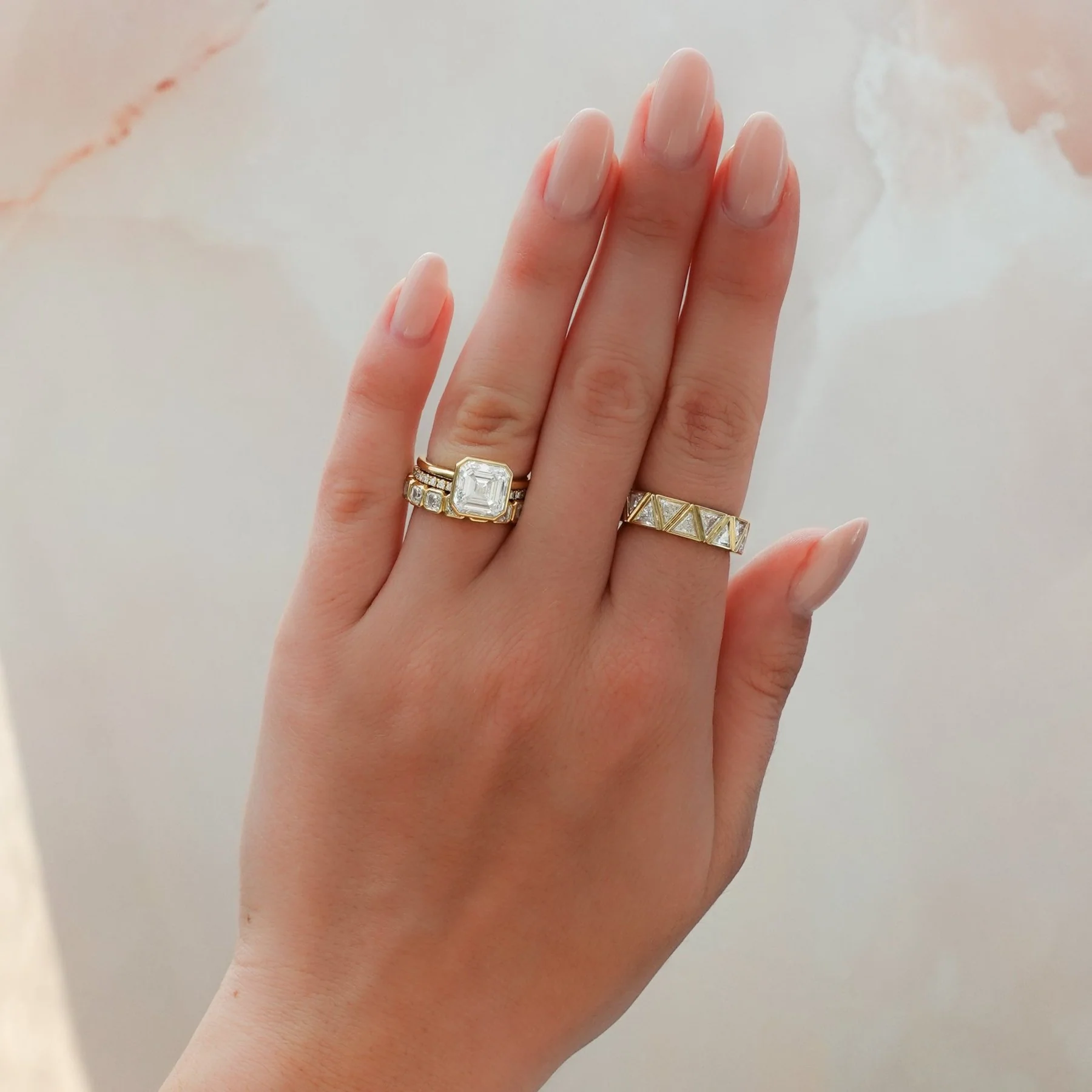 Midi Bezel Set Eternity Band With Trilliant Cuts - Image 5
