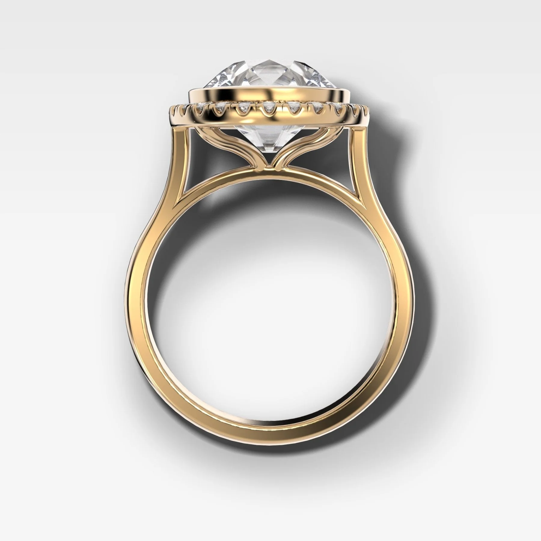 Bezel Set Halo Engagement Ring With Old Euro Cut Diamond - Image 2