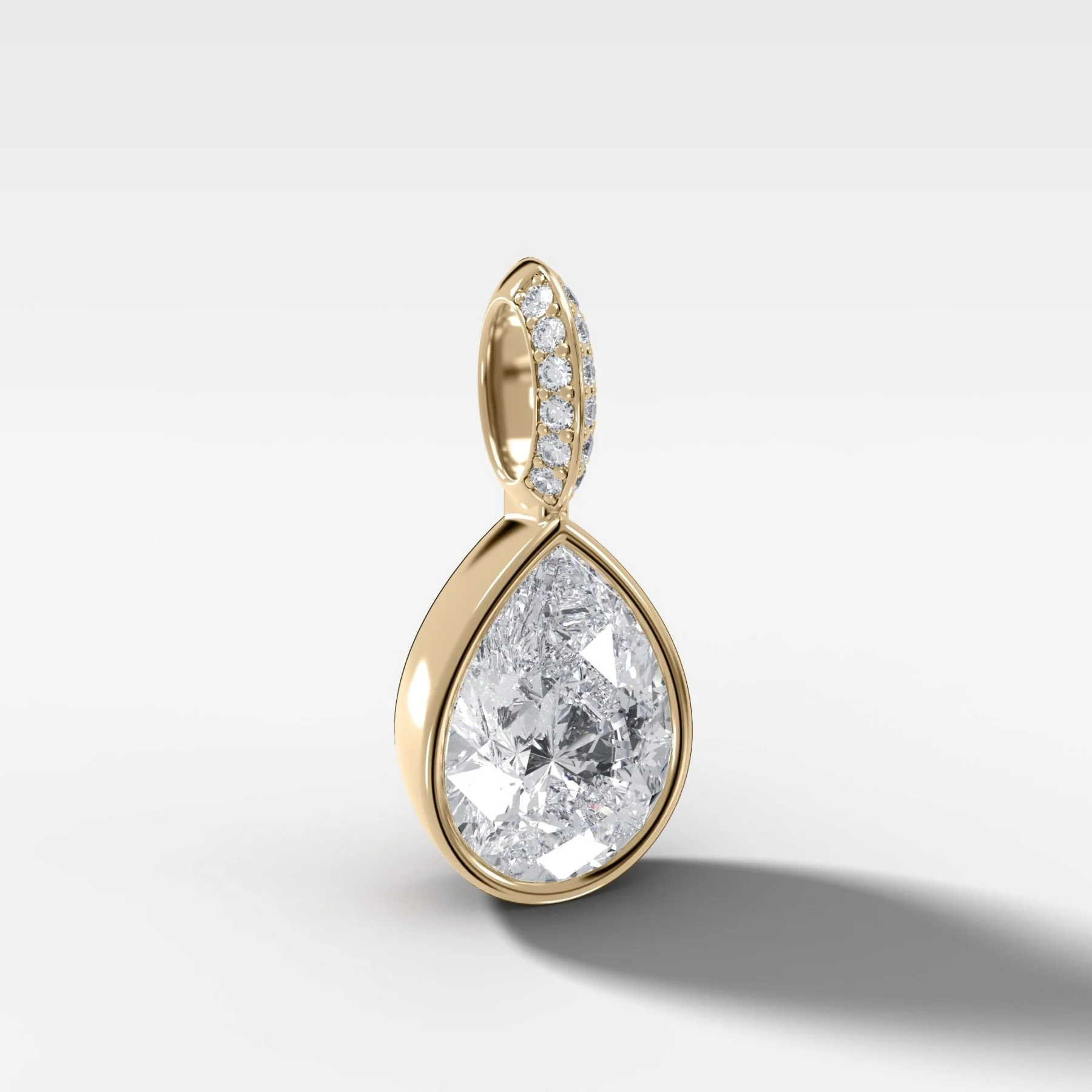 Bezel Set Pear Attachable Diamond Pendant with Pavé Knife Edge Bail - Image 2