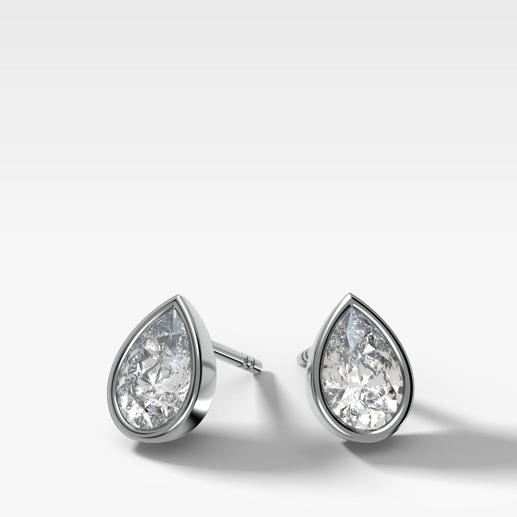 Bezel Set Pear Diamond Studs - Image 2