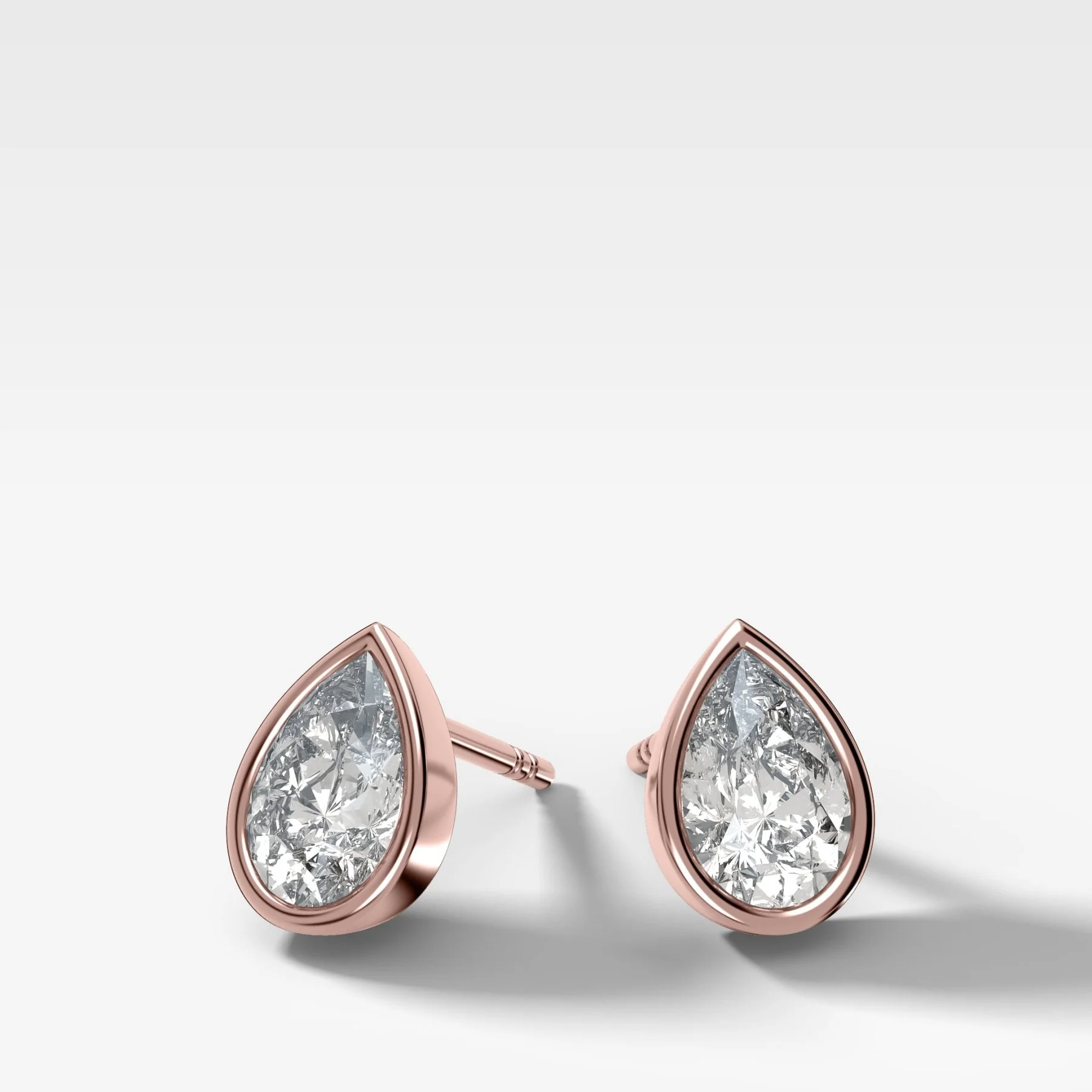 Bezel Set Pear Diamond Studs - Image 3