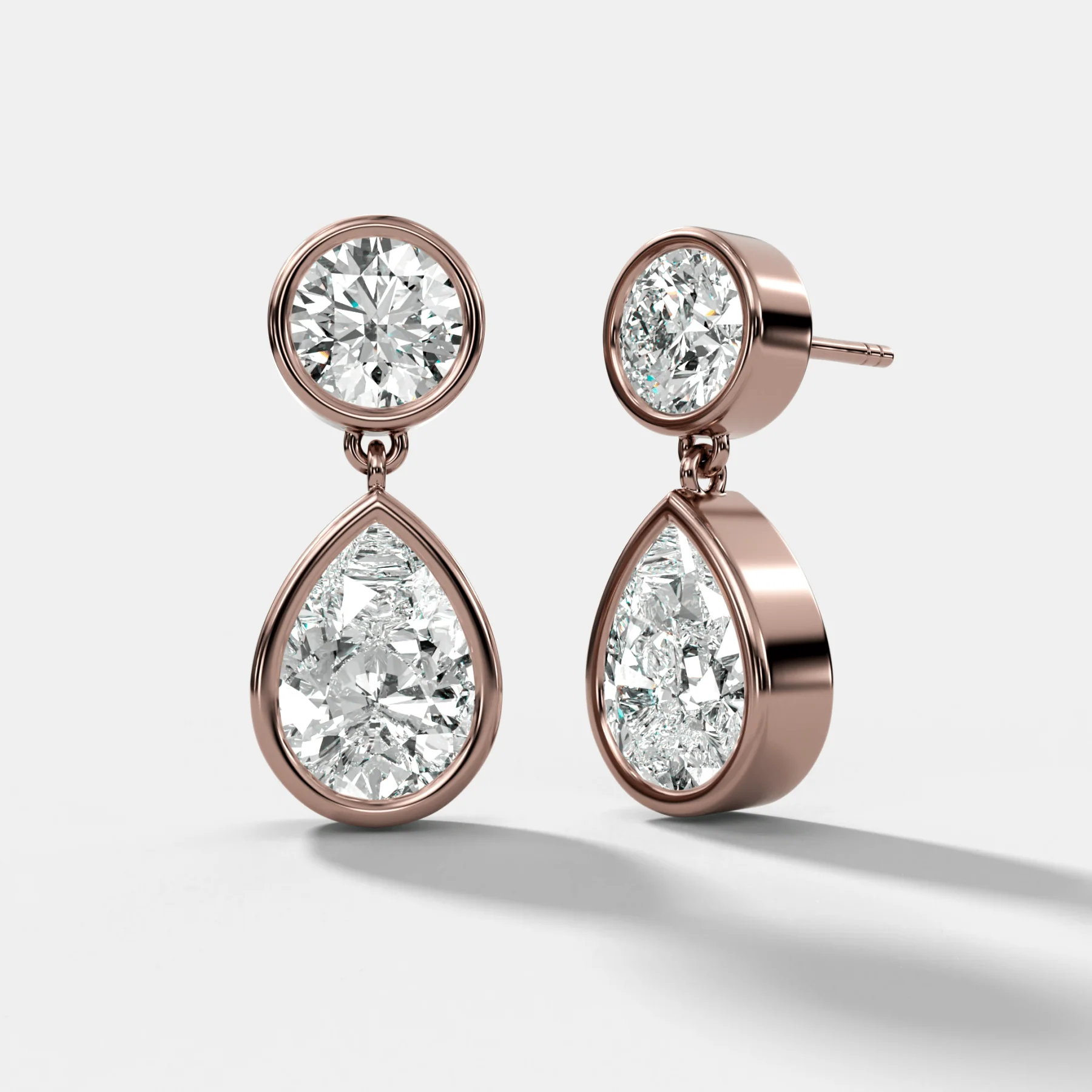 Bezel Teardrop Diamond Earrings - Image 3