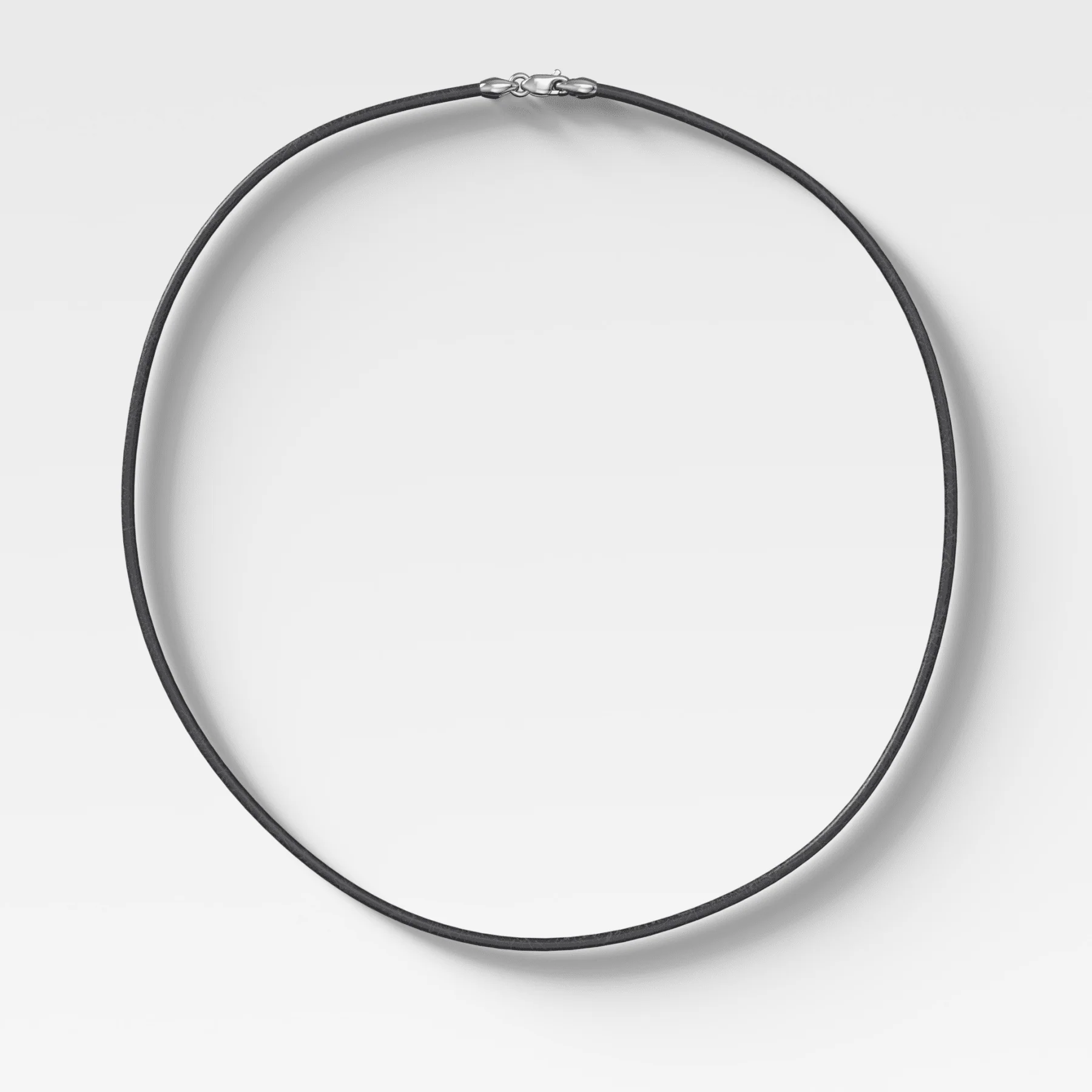Black Leather Cord Necklace (2mm) - Image 3