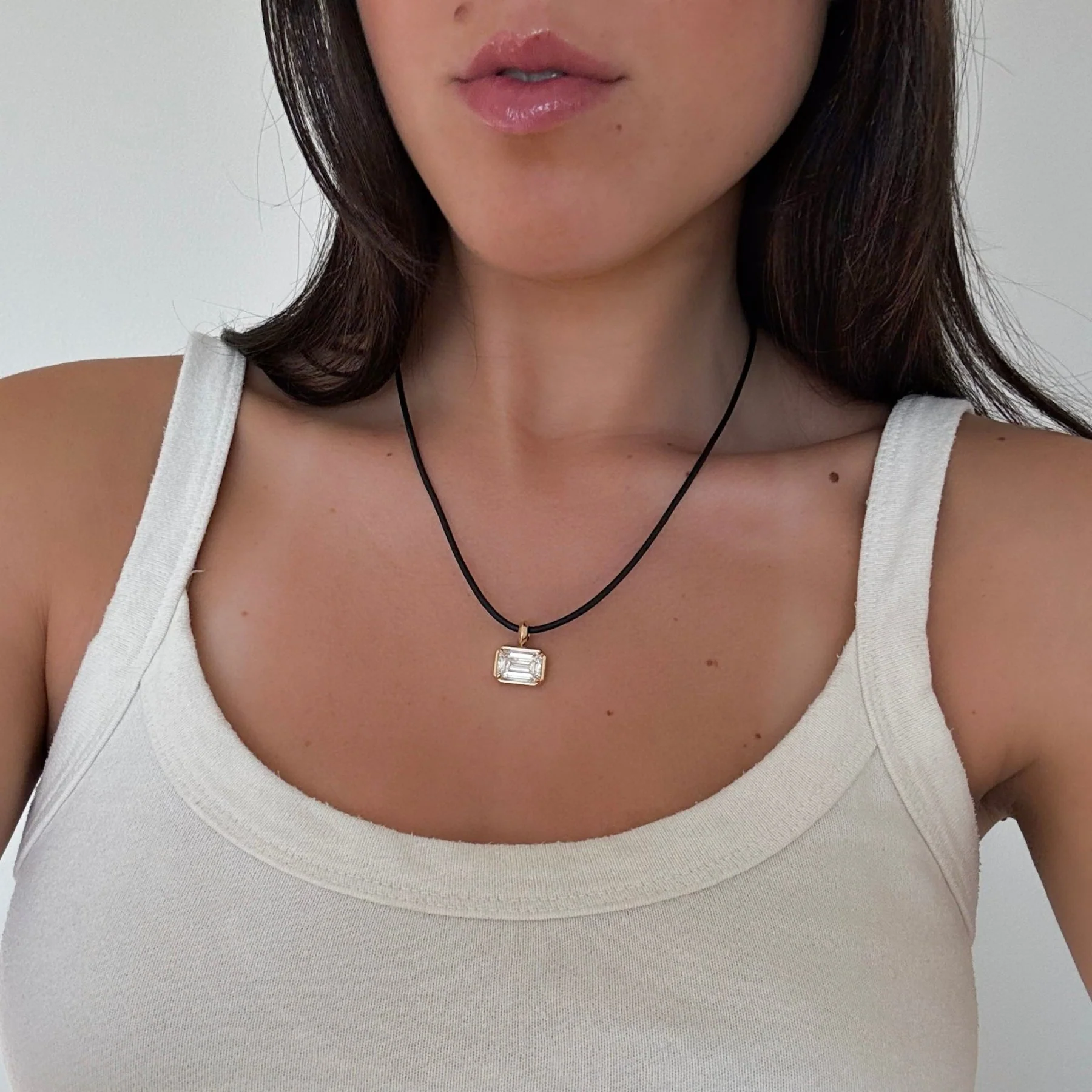 Black Leather Cord Necklace (2mm) - Image 4
