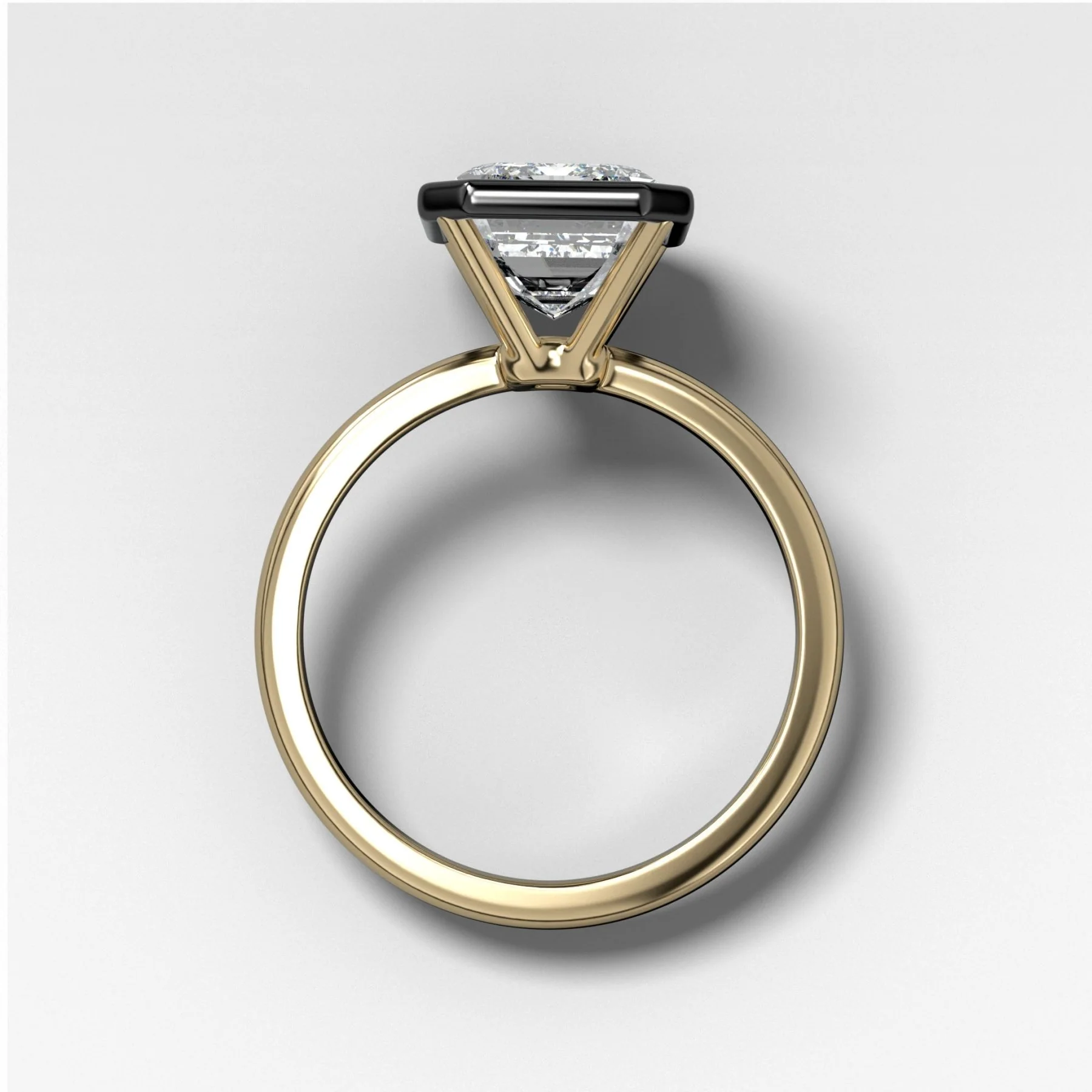 Blackened Penumbra Bezel Set Engagement Ring With Emerald Cut - Image 2