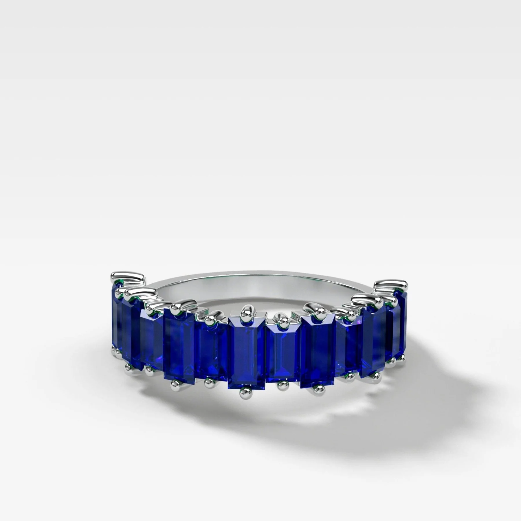 Blue Sapphire Baguette Wedding Band - Image 3