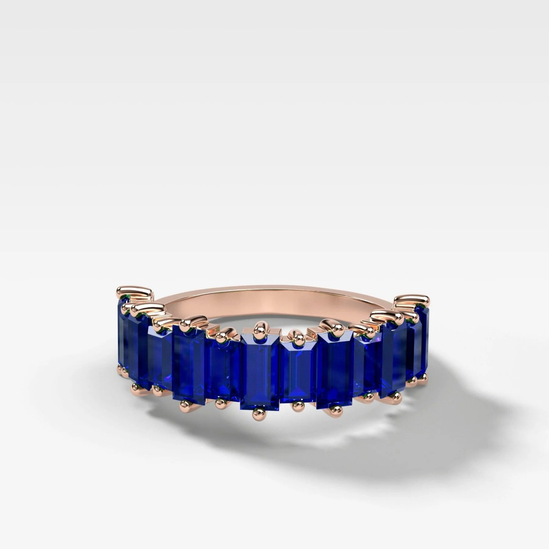 Blue Sapphire Baguette Wedding Band - Image 4