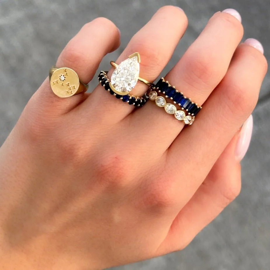 Blue Sapphire Baguette Wedding Band - Image 6