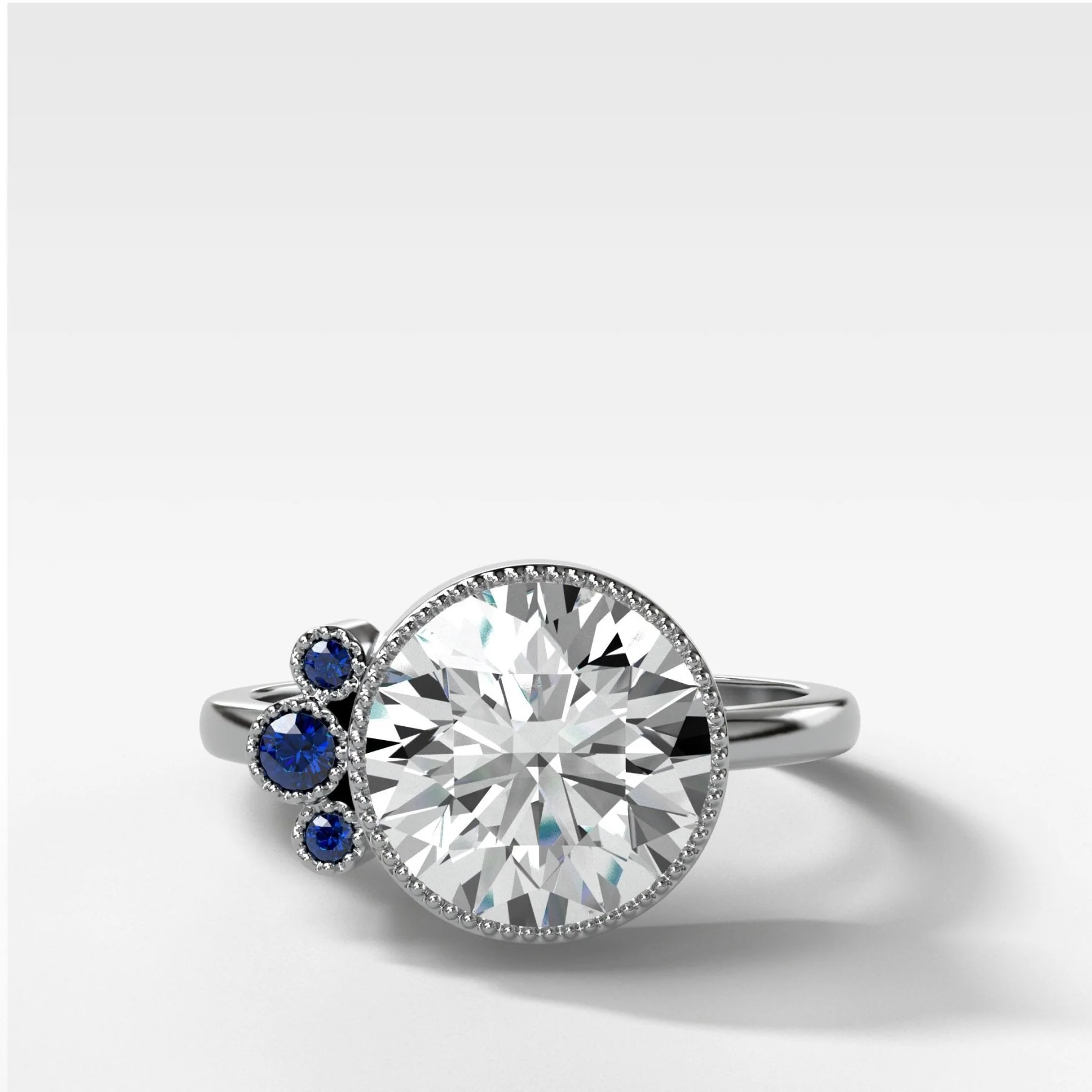 Blue Sapphire Cluster Engagement Ring With Round Cut - Image 2