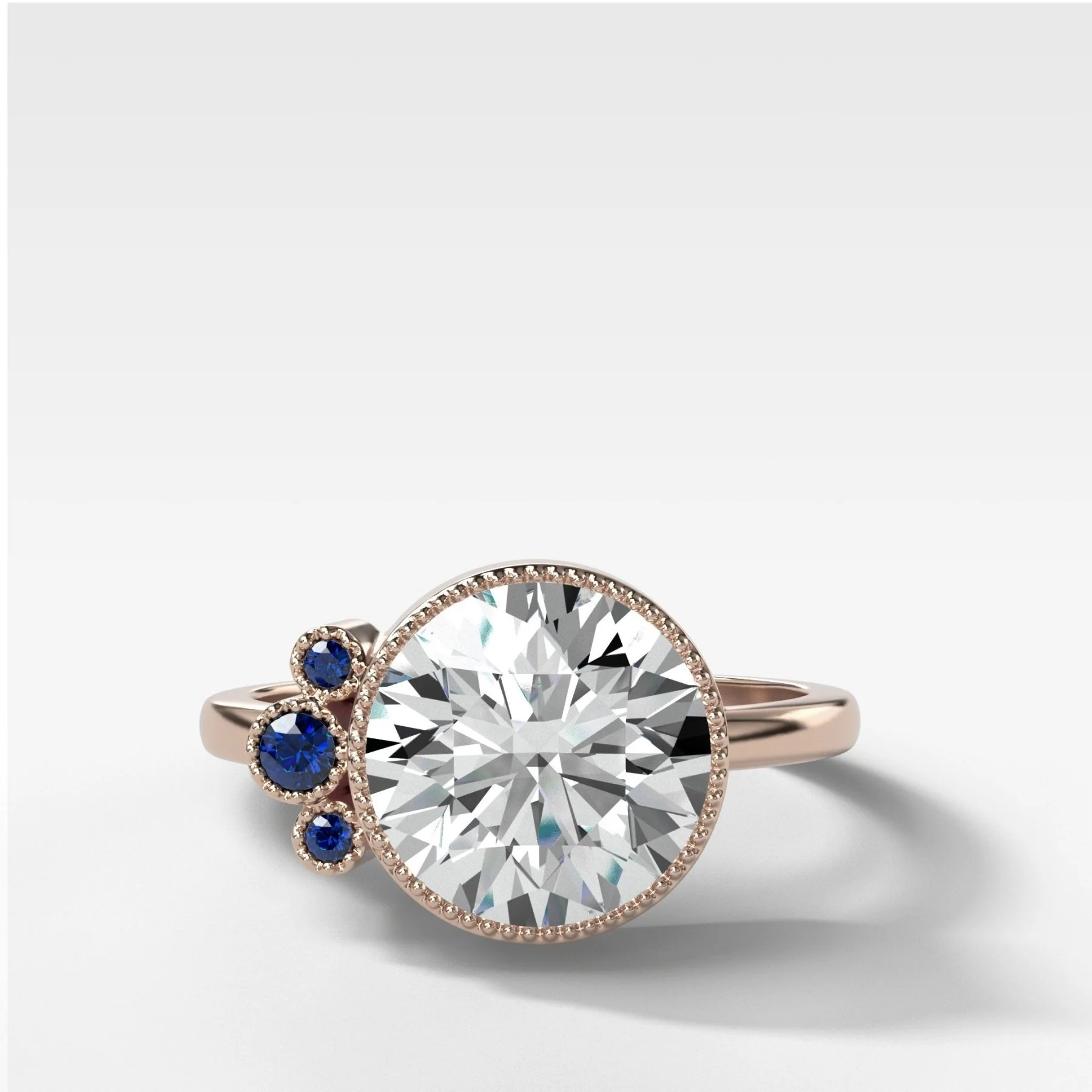 Blue Sapphire Cluster Engagement Ring With Round Cut - Image 3