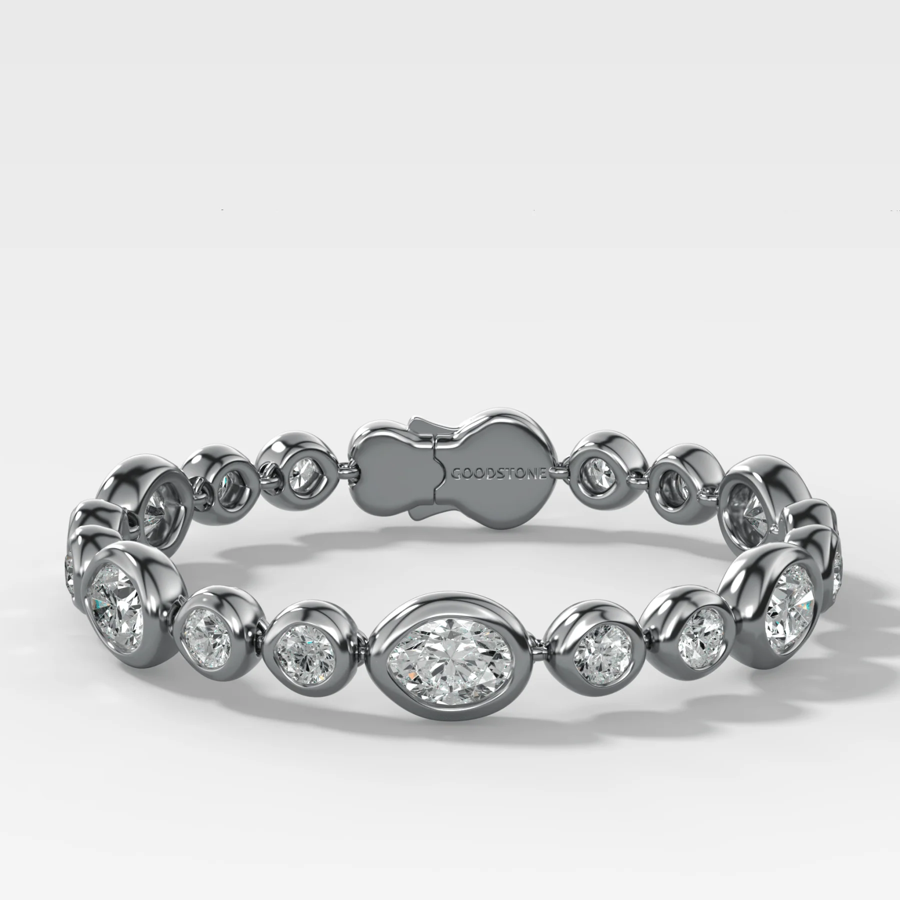 Bubble Diamond Bracelet with Burnished Oval and Round Cuts - Image 2
