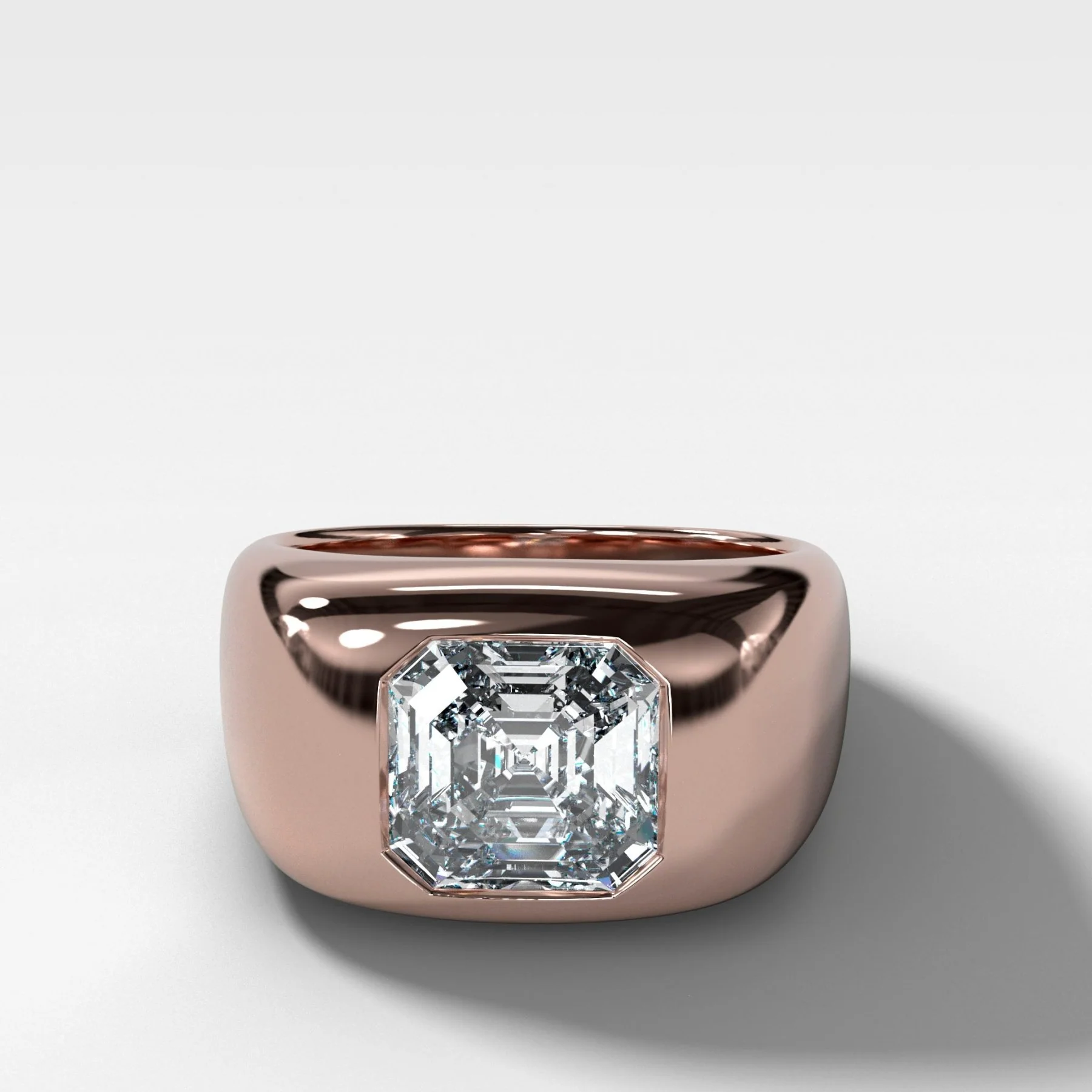 Burnished Solitaire Engagement Ring with Asscher Cut Diamond - Image 3
