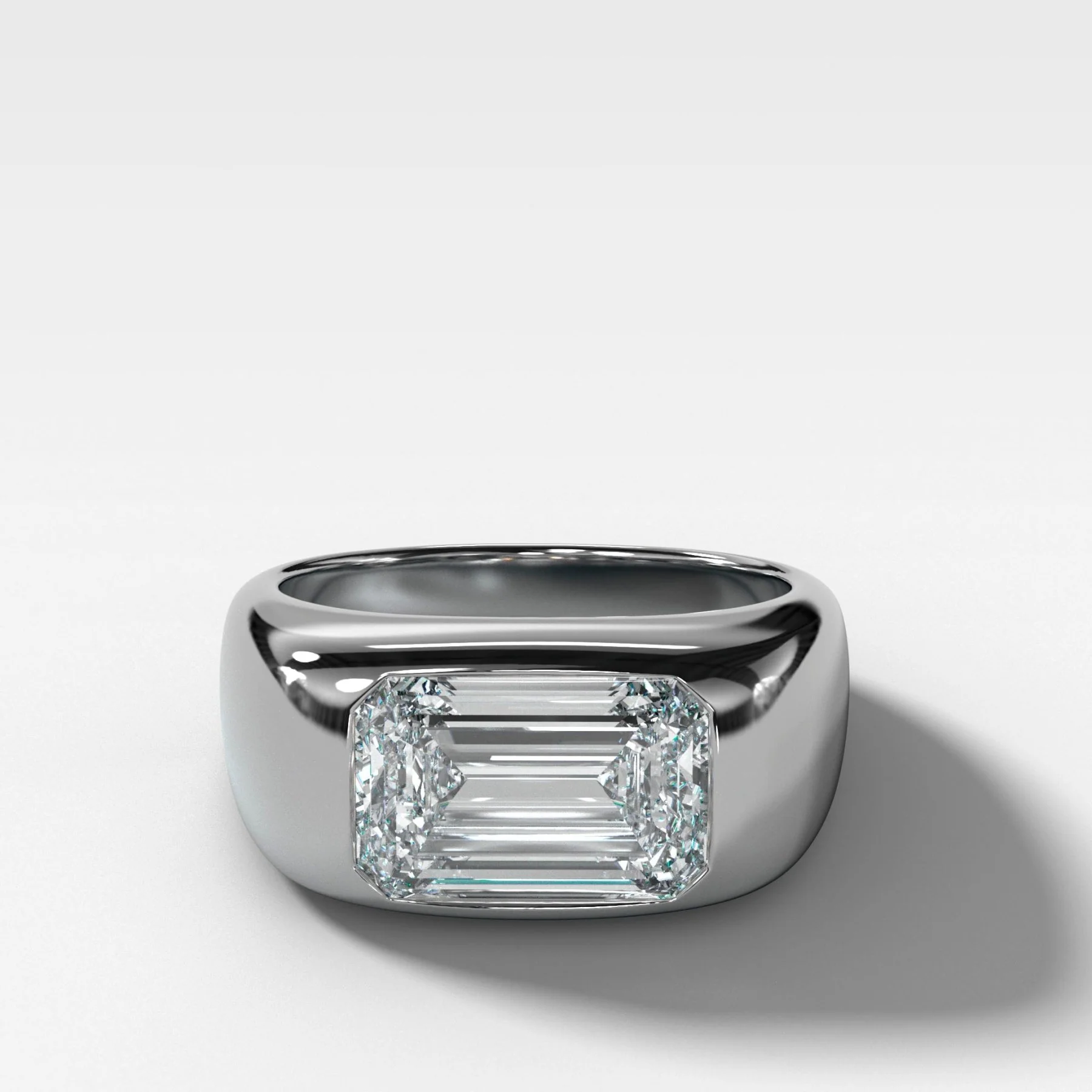 Burnished Solitaire Engagement Ring with Emerald Cut Diamond - Image 4