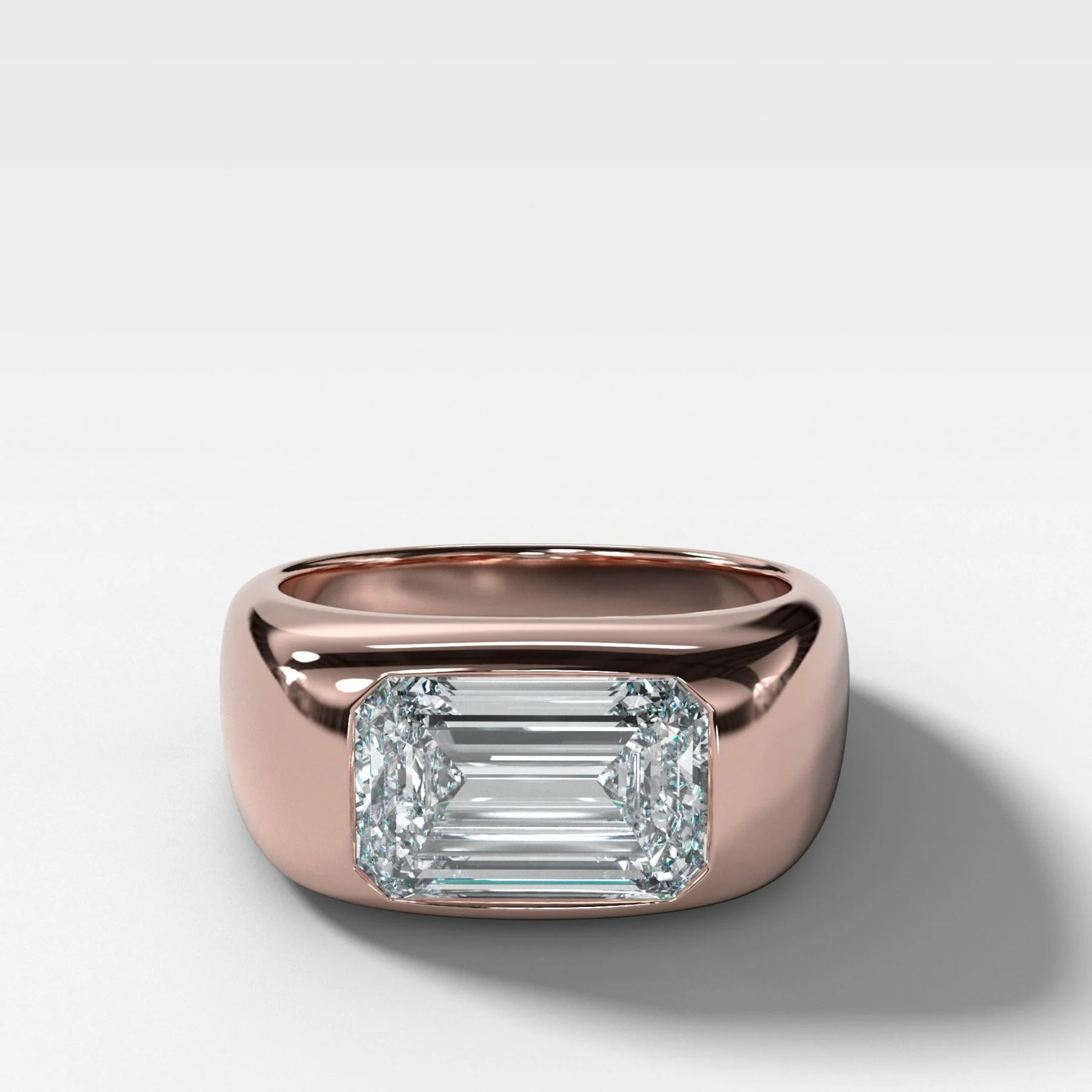 Burnished Solitaire Engagement Ring with Emerald Cut Diamond - Image 5