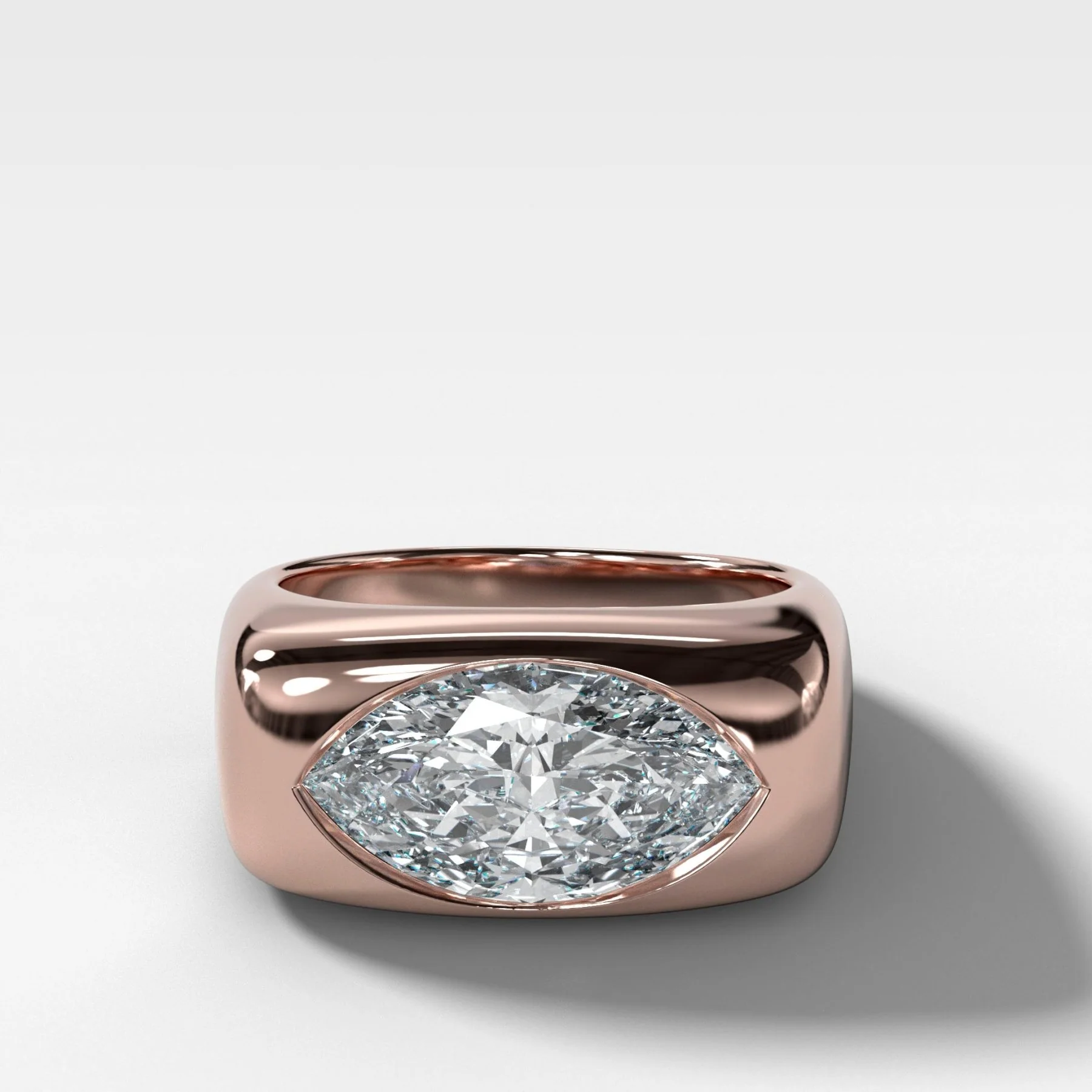 Burnished Solitaire Engagement Ring with Marquise Cut Diamond - Image 3