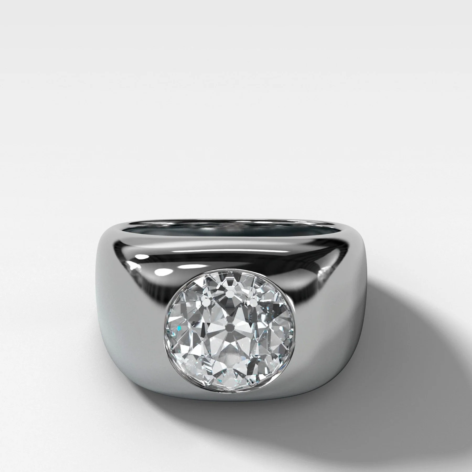 Burnished Solitaire Engagement Ring with Old Euro Cut Diamond - Image 3