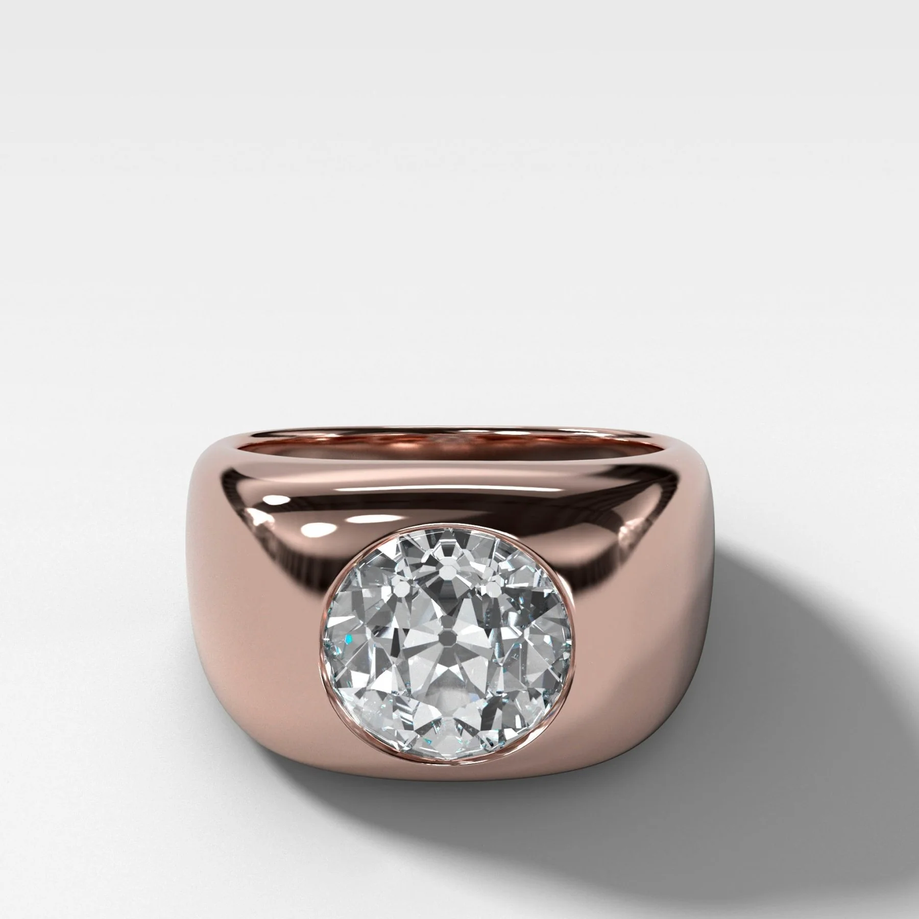 Burnished Solitaire Engagement Ring with Old Euro Cut Diamond - Image 4
