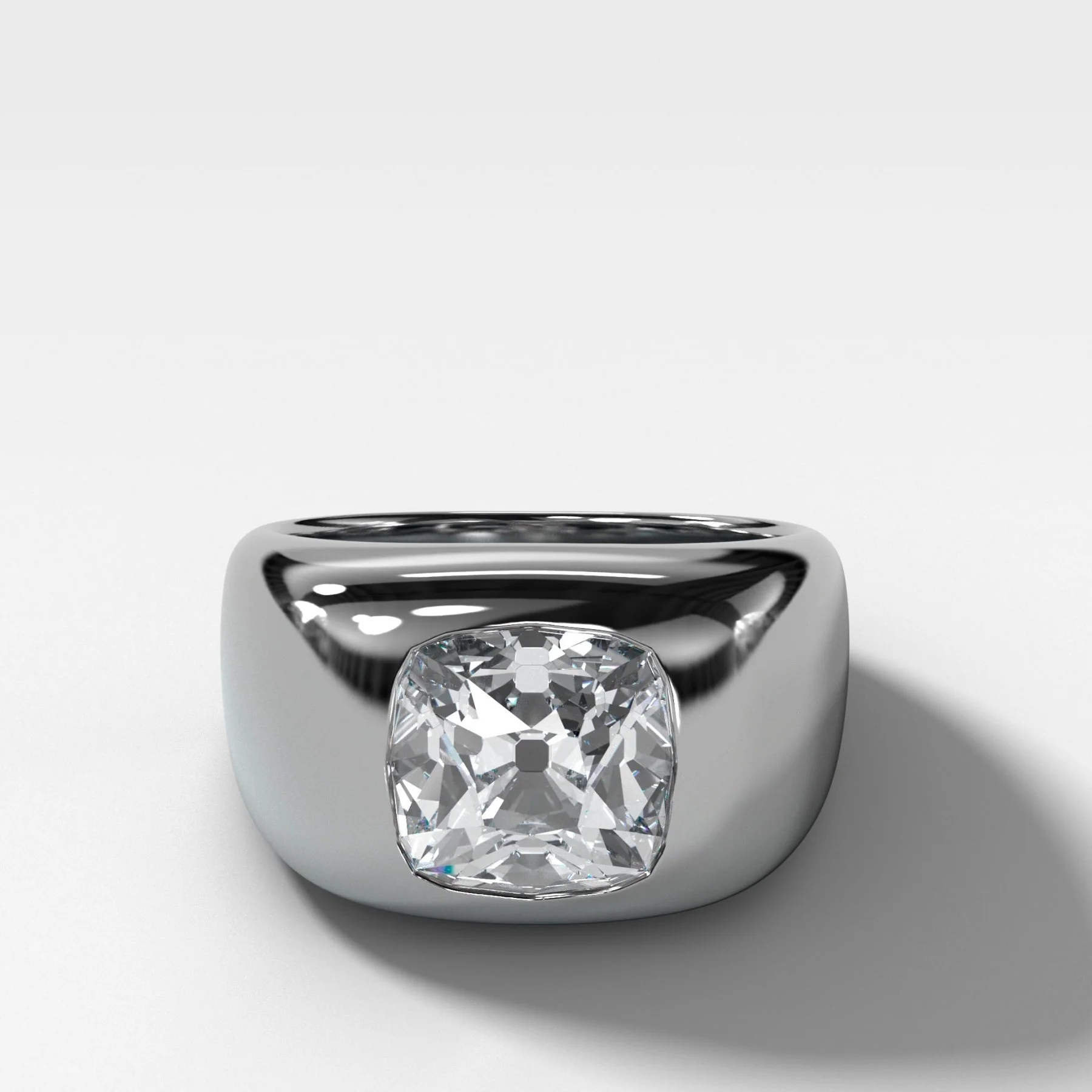 Burnished Solitaire Engagement Ring with Old Mine Cut Diamond - Image 2