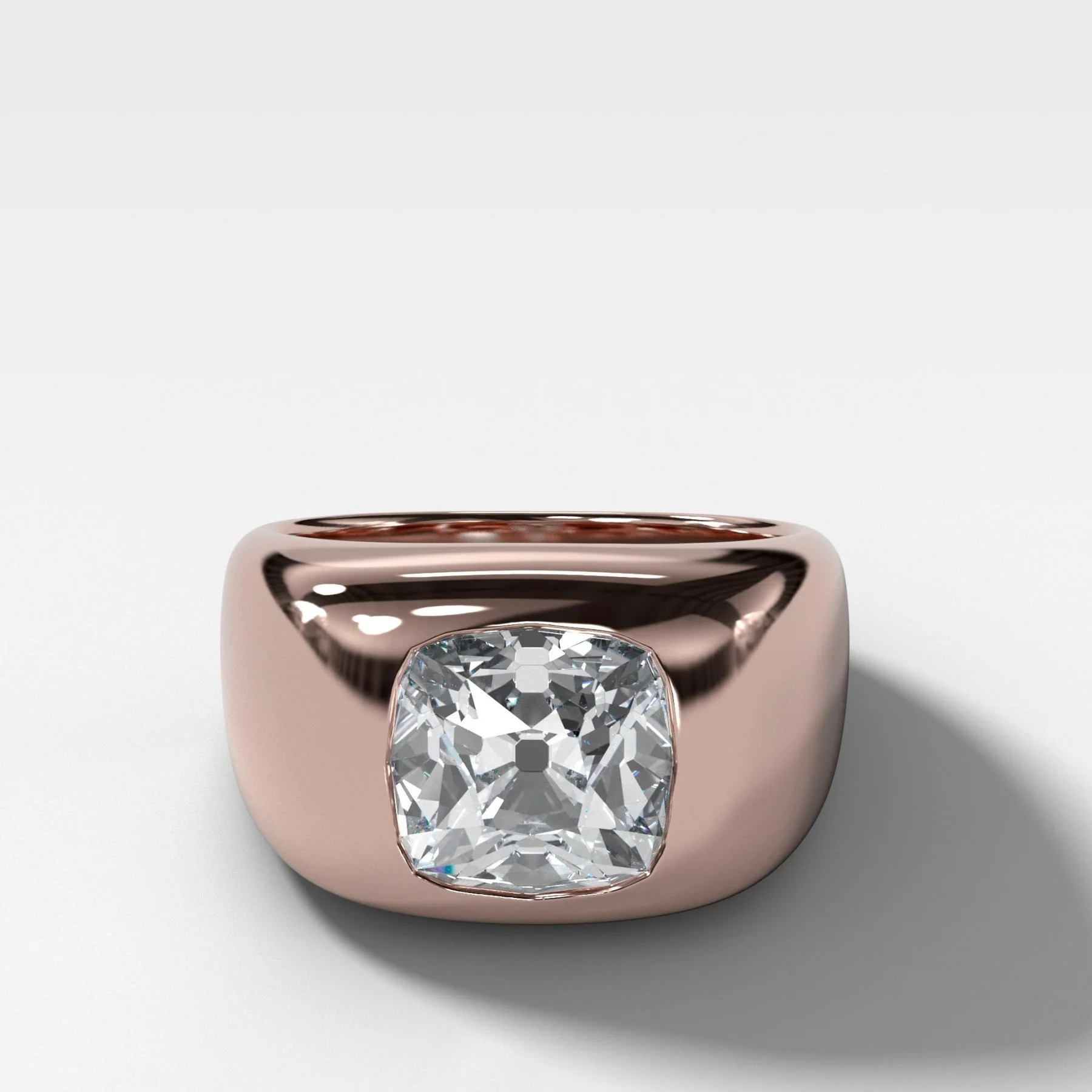 Burnished Solitaire Engagement Ring with Old Mine Cut Diamond - Image 3