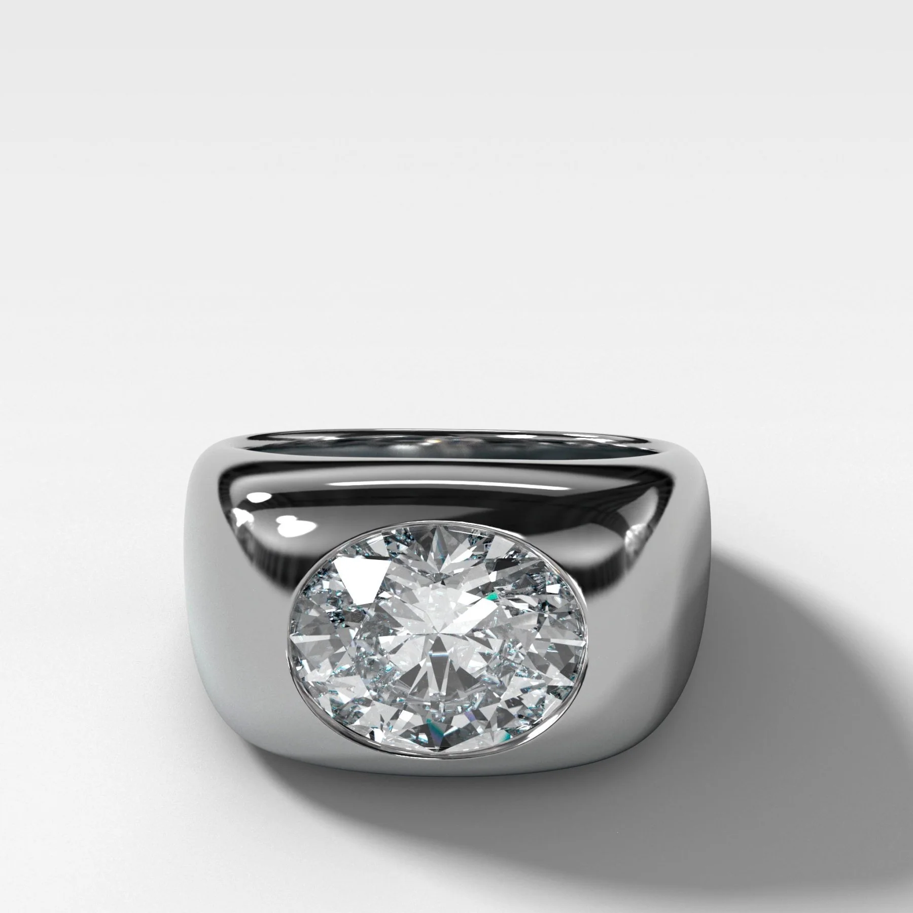Burnished Solitaire Engagement Ring with Oval Cut Diamond - Image 2